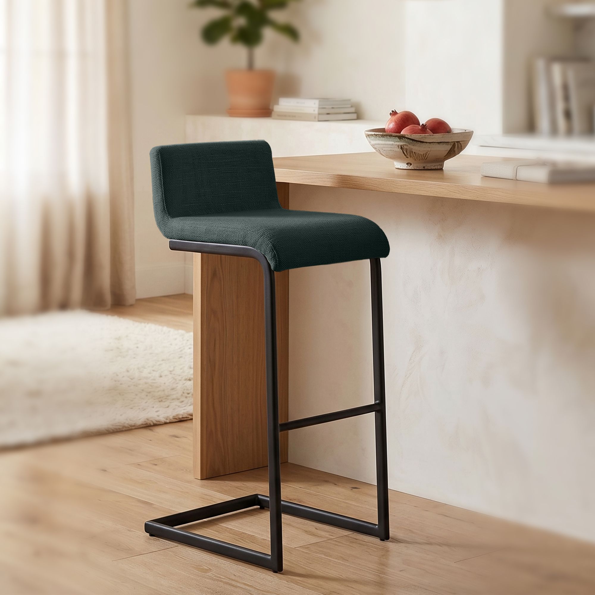 2-delige set barstoelen Newport zwart metalen frame