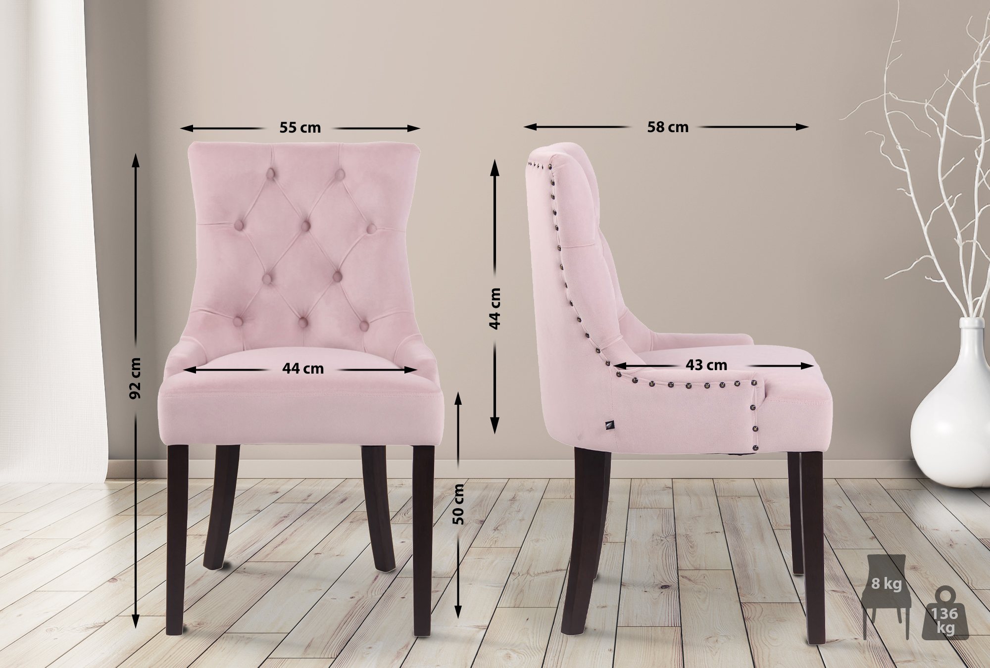 Set van 4 eetkamerstoelen Aberdeen Fluweel