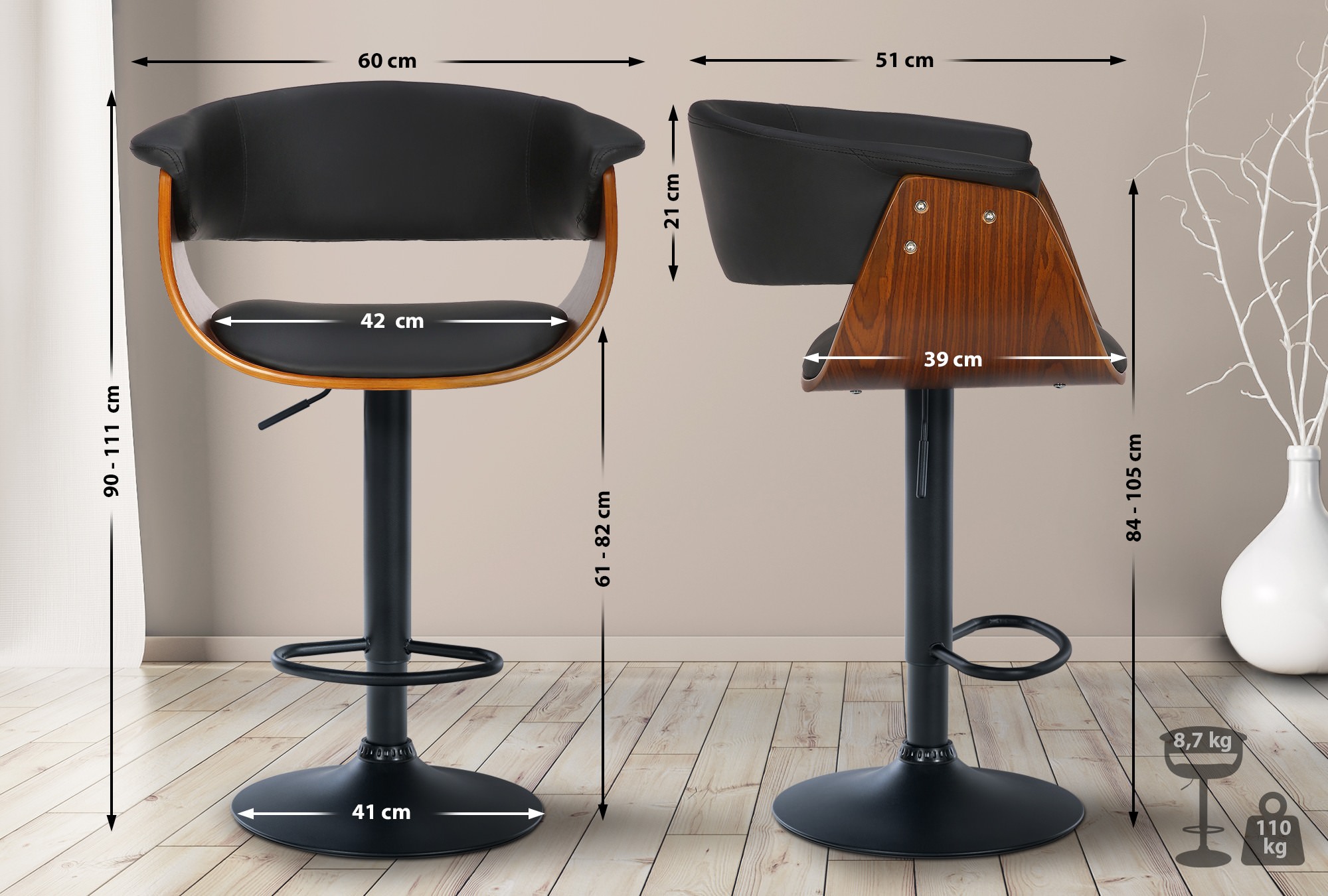 Set van 2 barkrukken Vestal