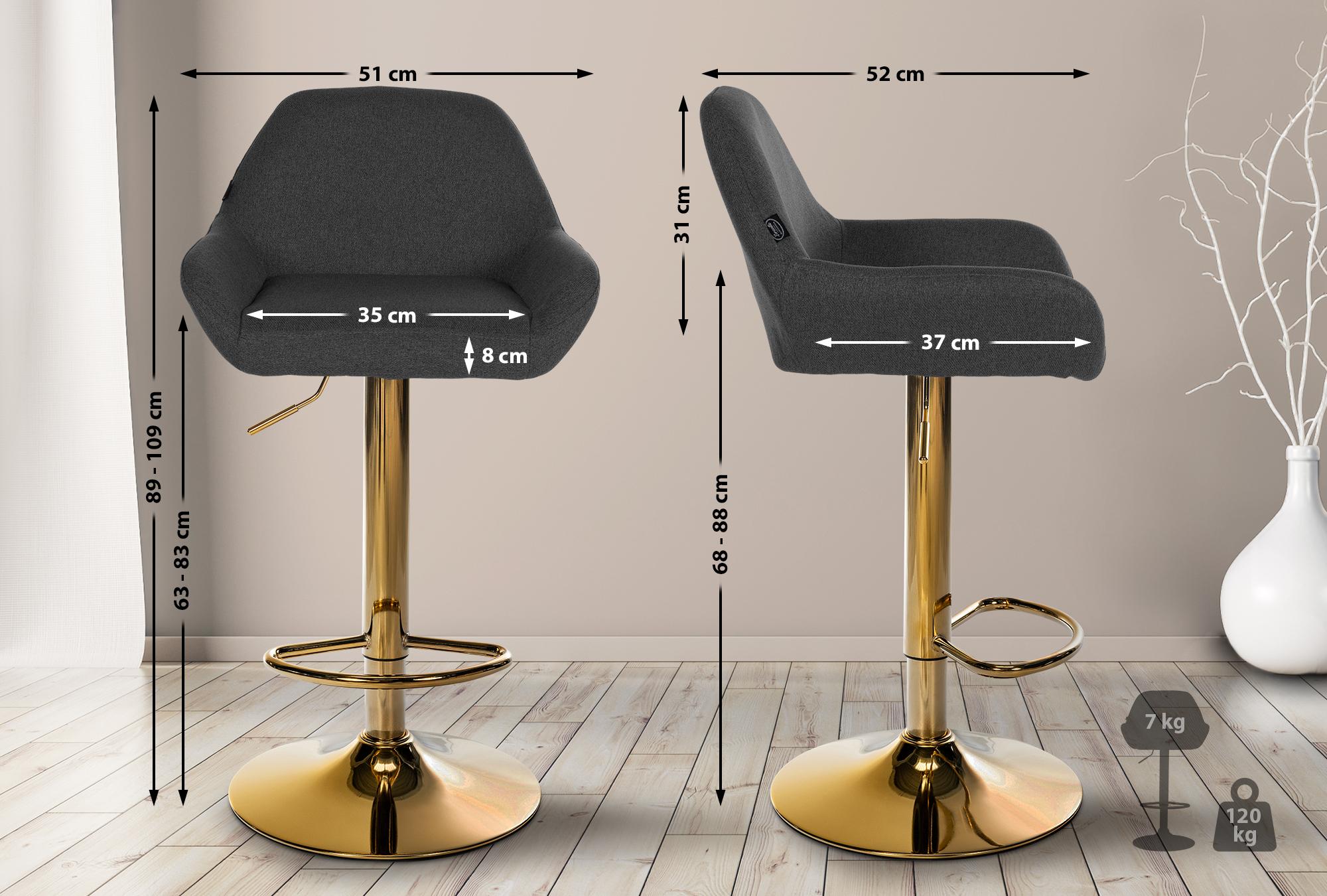 Set van 2 barkrukken Braga Gold stof