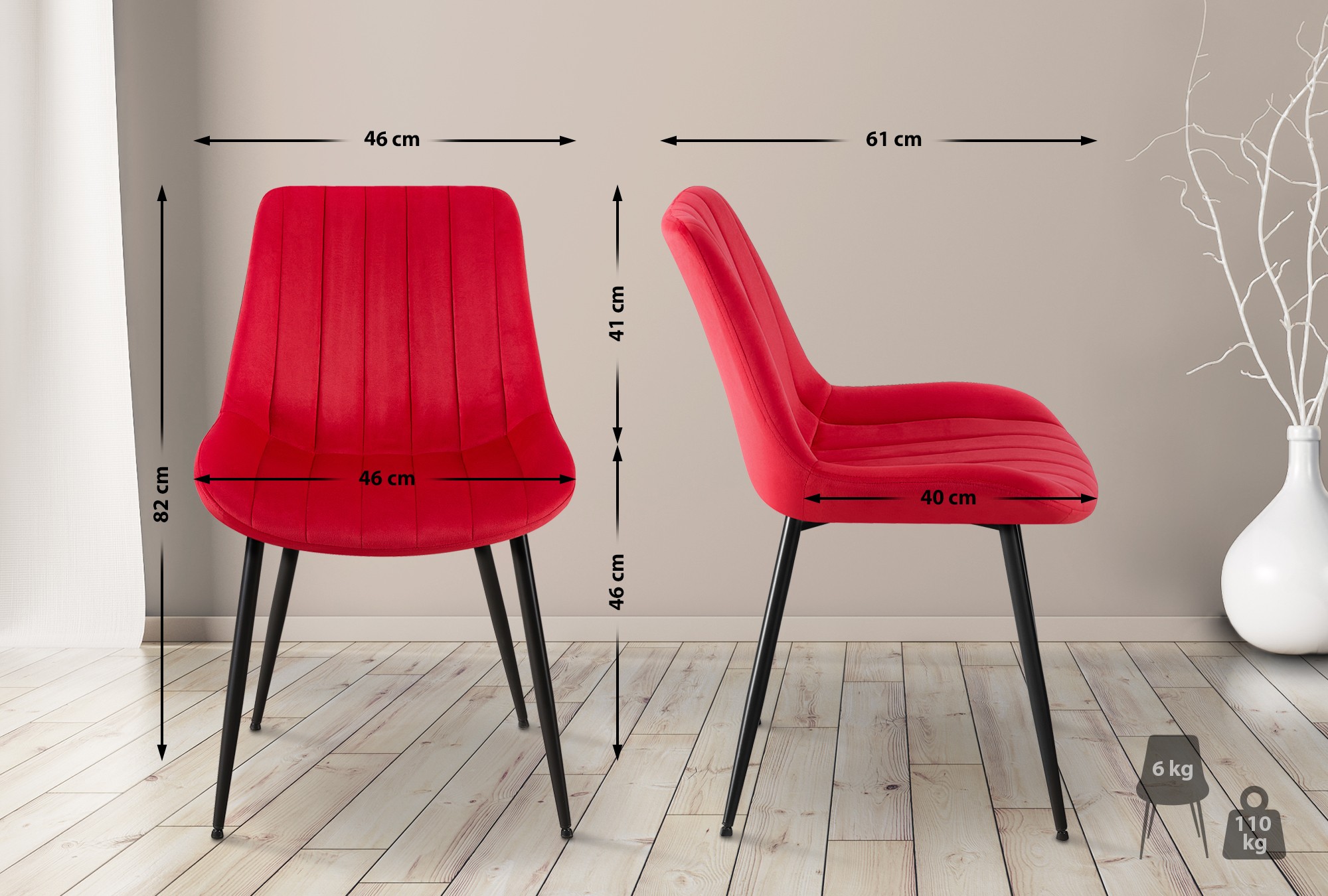 Set van 2 Stoelen Rahden Fluweel
