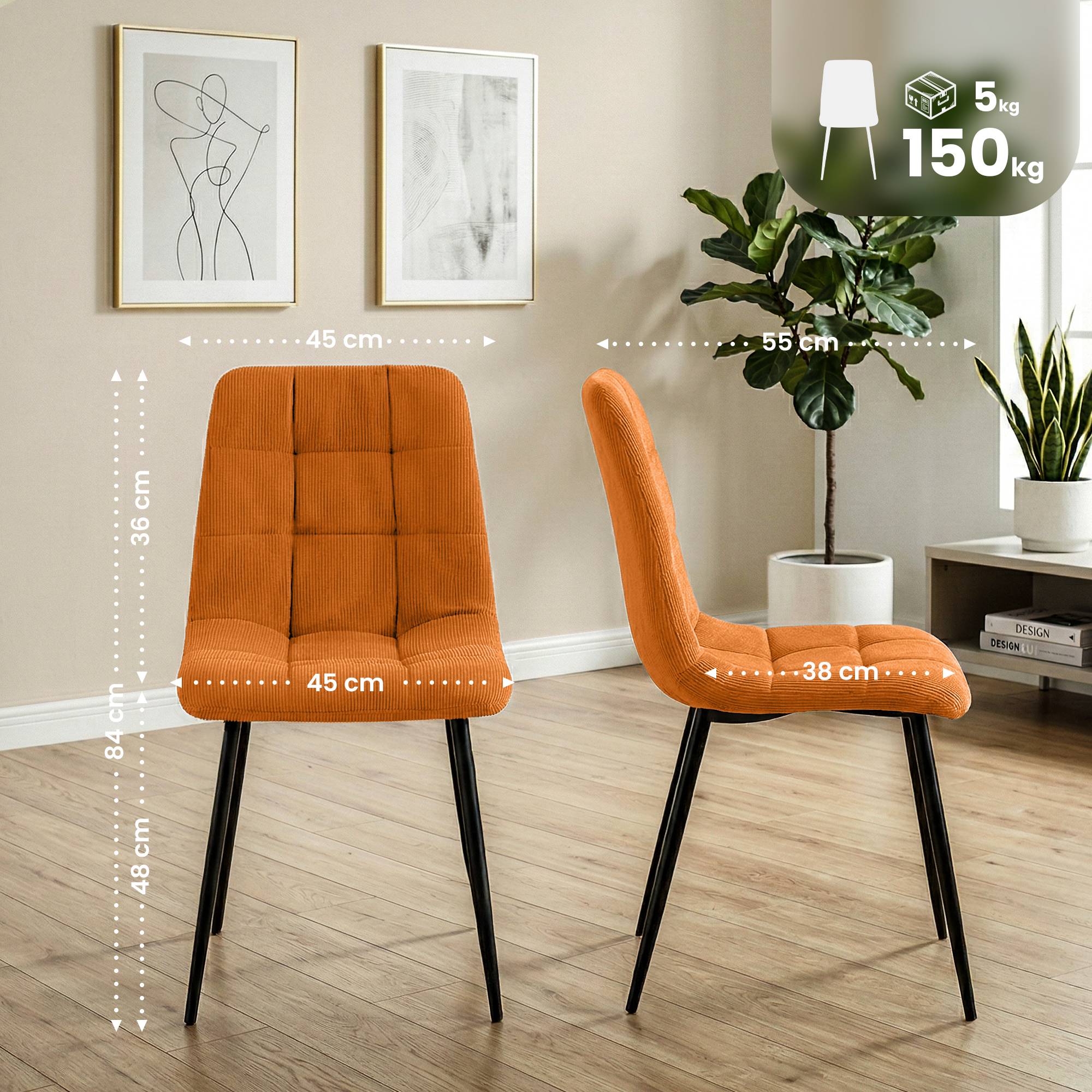 Set van 2 eetkamerstoelen Antibes ribstof