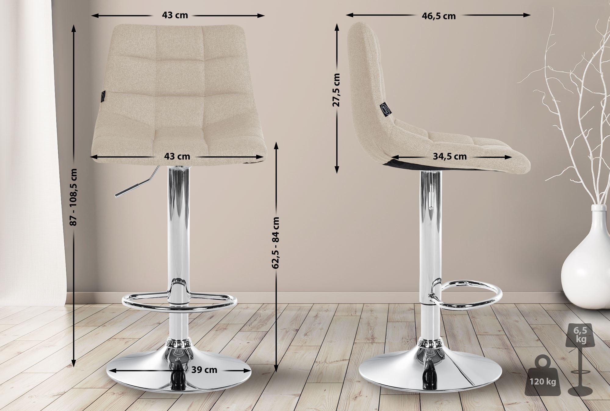 Set van 2 barkrukken Jerry stof
