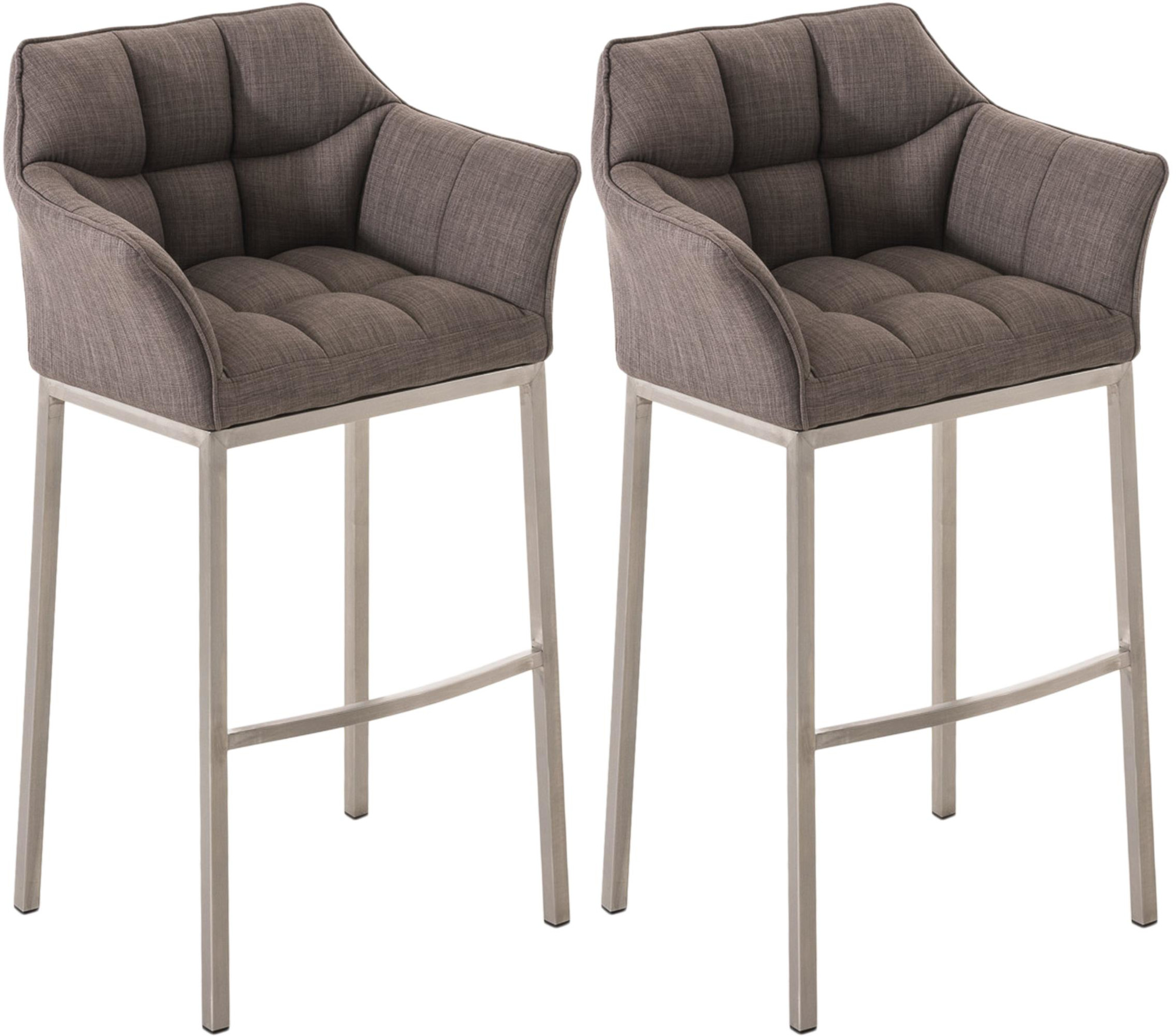 2-delige set barkrukken Damaso stof met vierpootsframe
