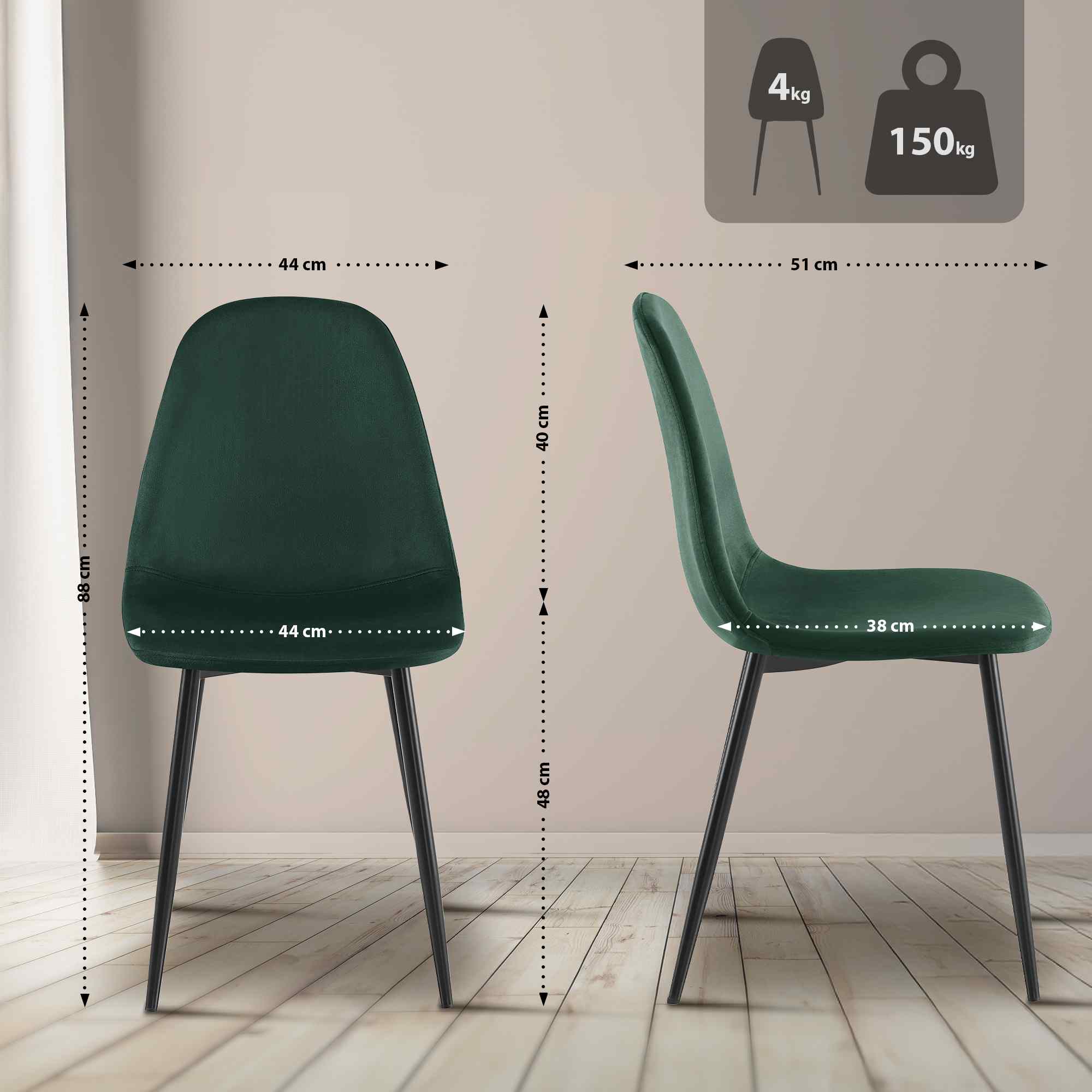4-delige set eetkamerstoelen Napier