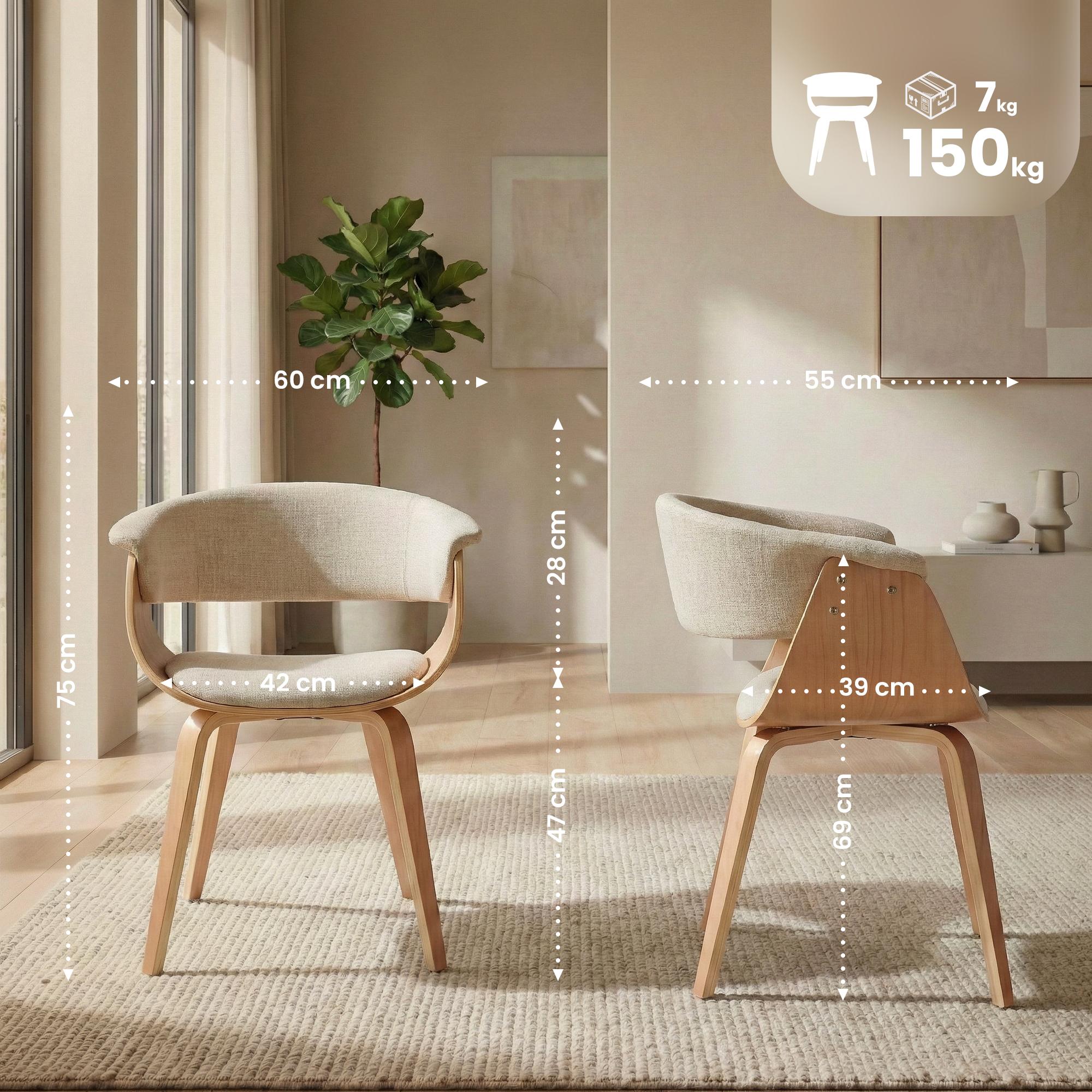 Set van 2 Eetkamerstoelen Bruce stof
