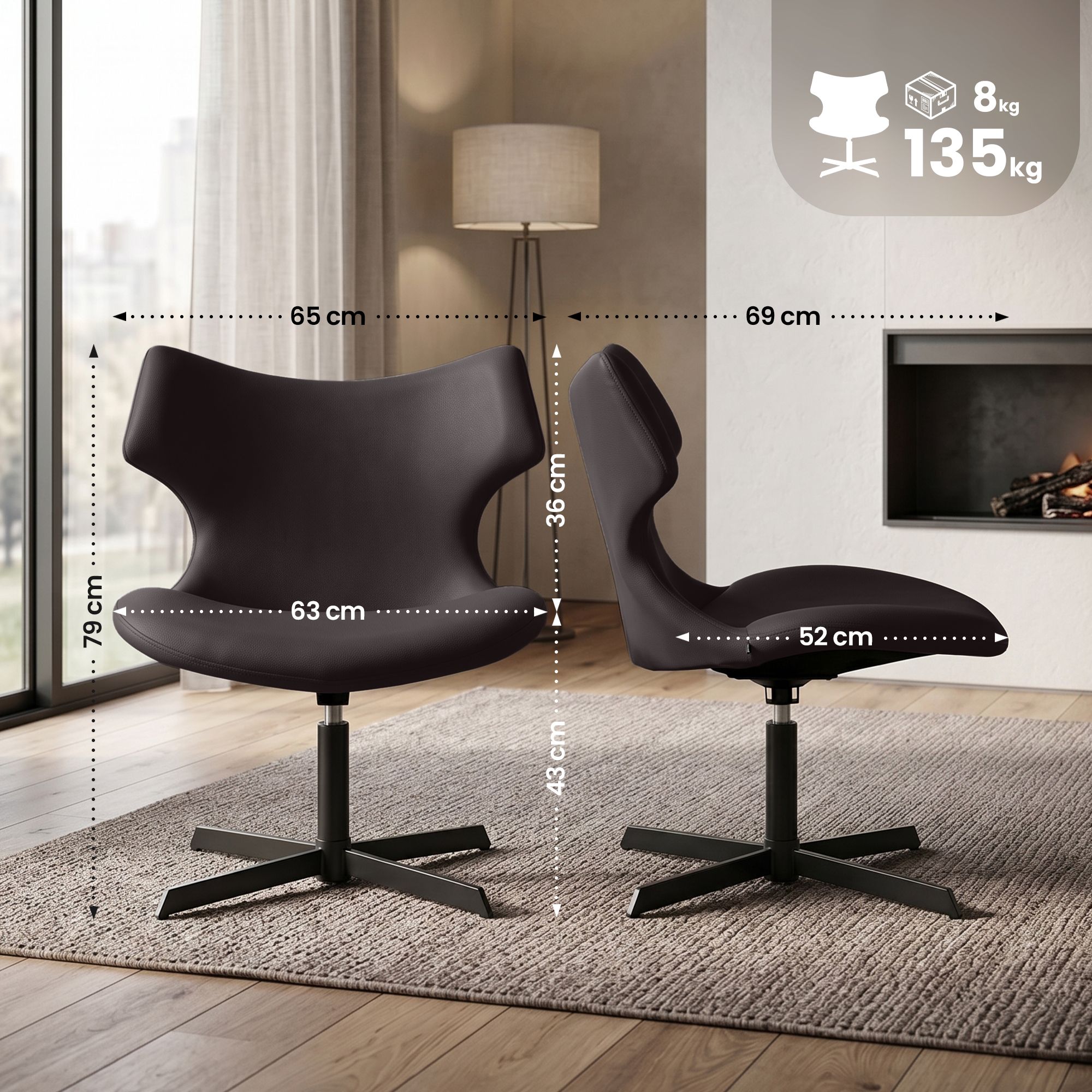 Set van 2 loungestoelen Welland - lederlook