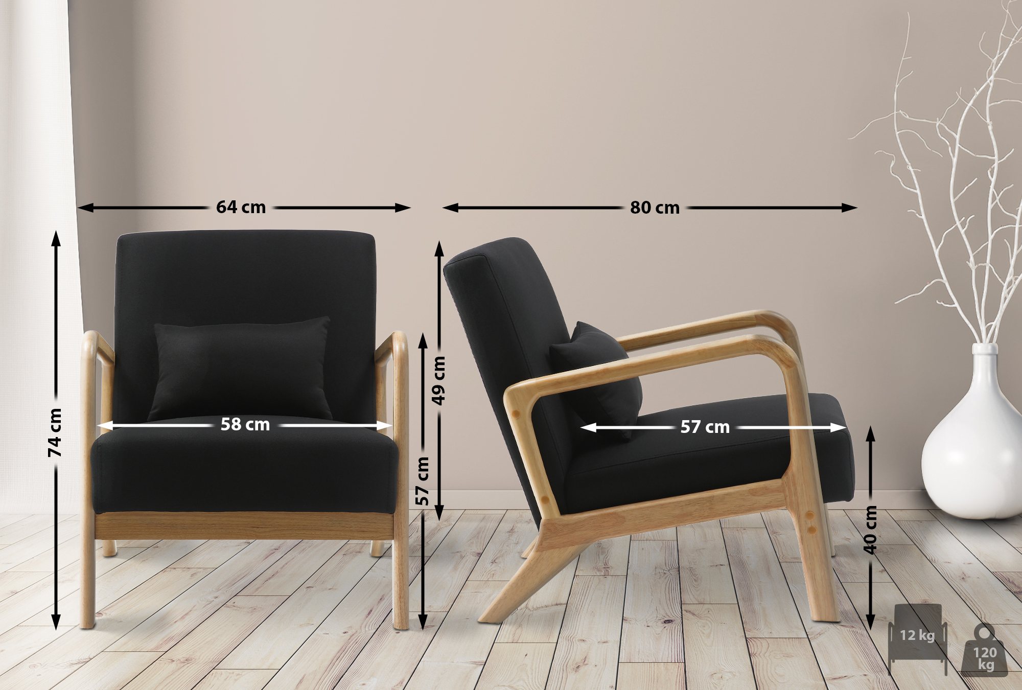 Fauteuil Hibbing stof