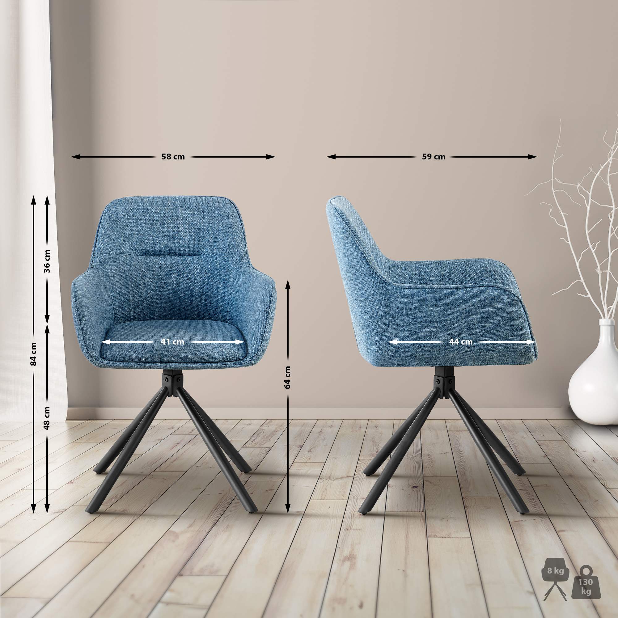 Set van 2 Eetkamerstoelen Tipton