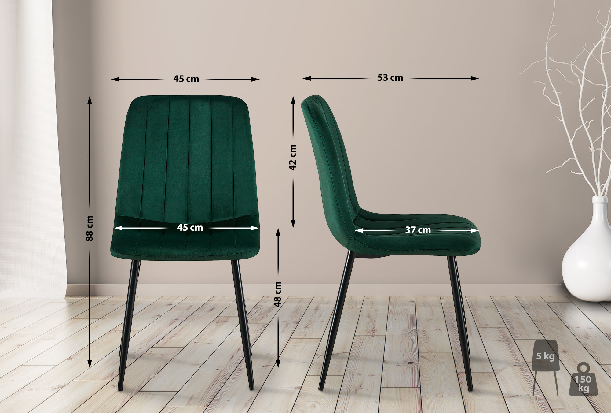 Set van 4 Dijon Eetkamerstoelen