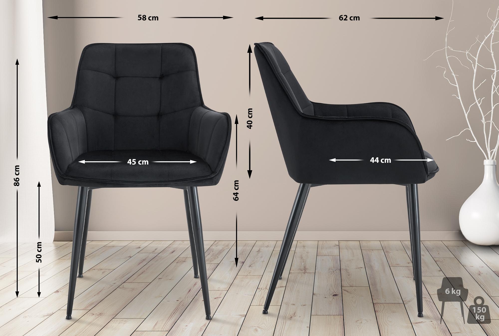 Set van 2 eetkamerstoelen Ferndale fluweel