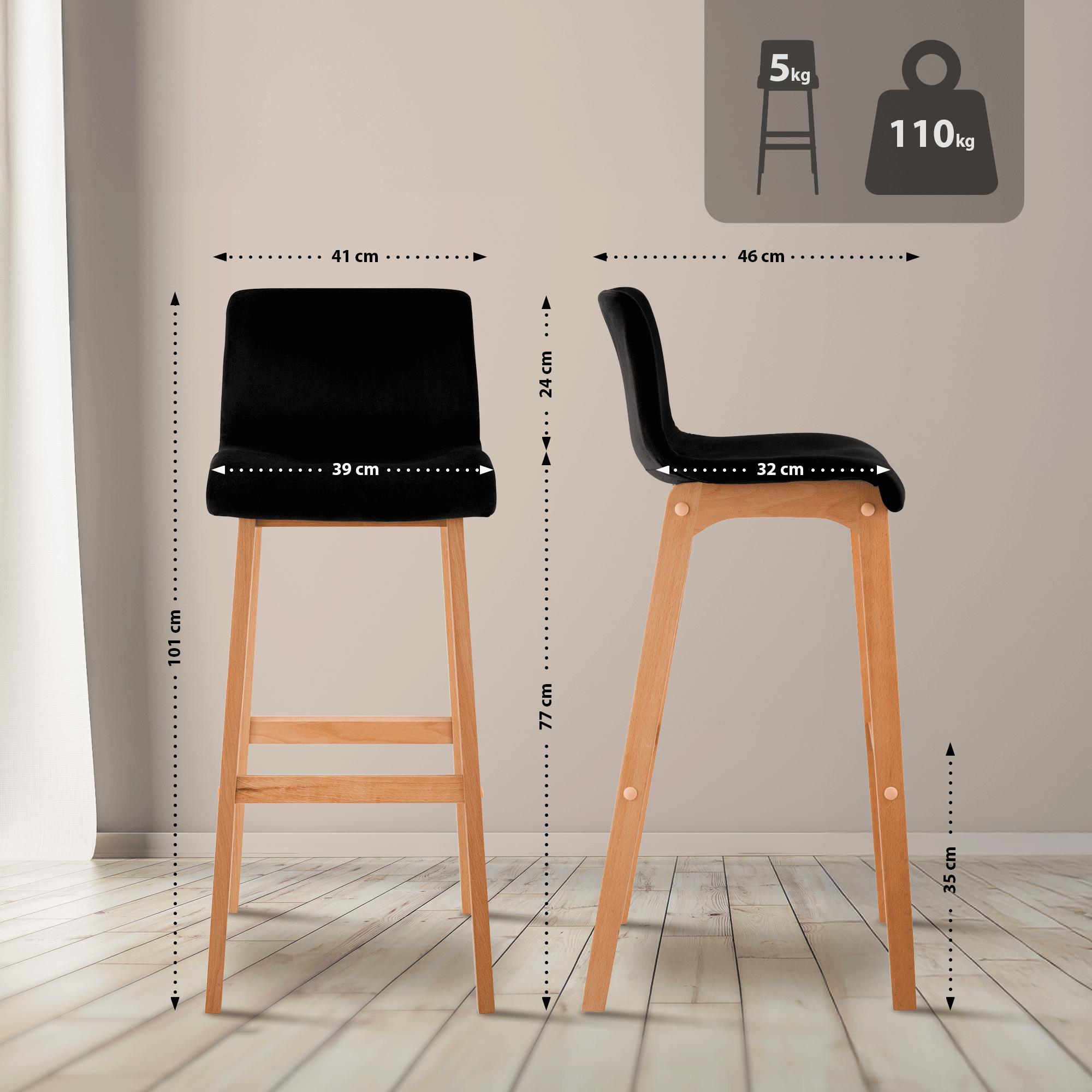 Barkruk Hover Fluweel Vierpoots frame Natura
