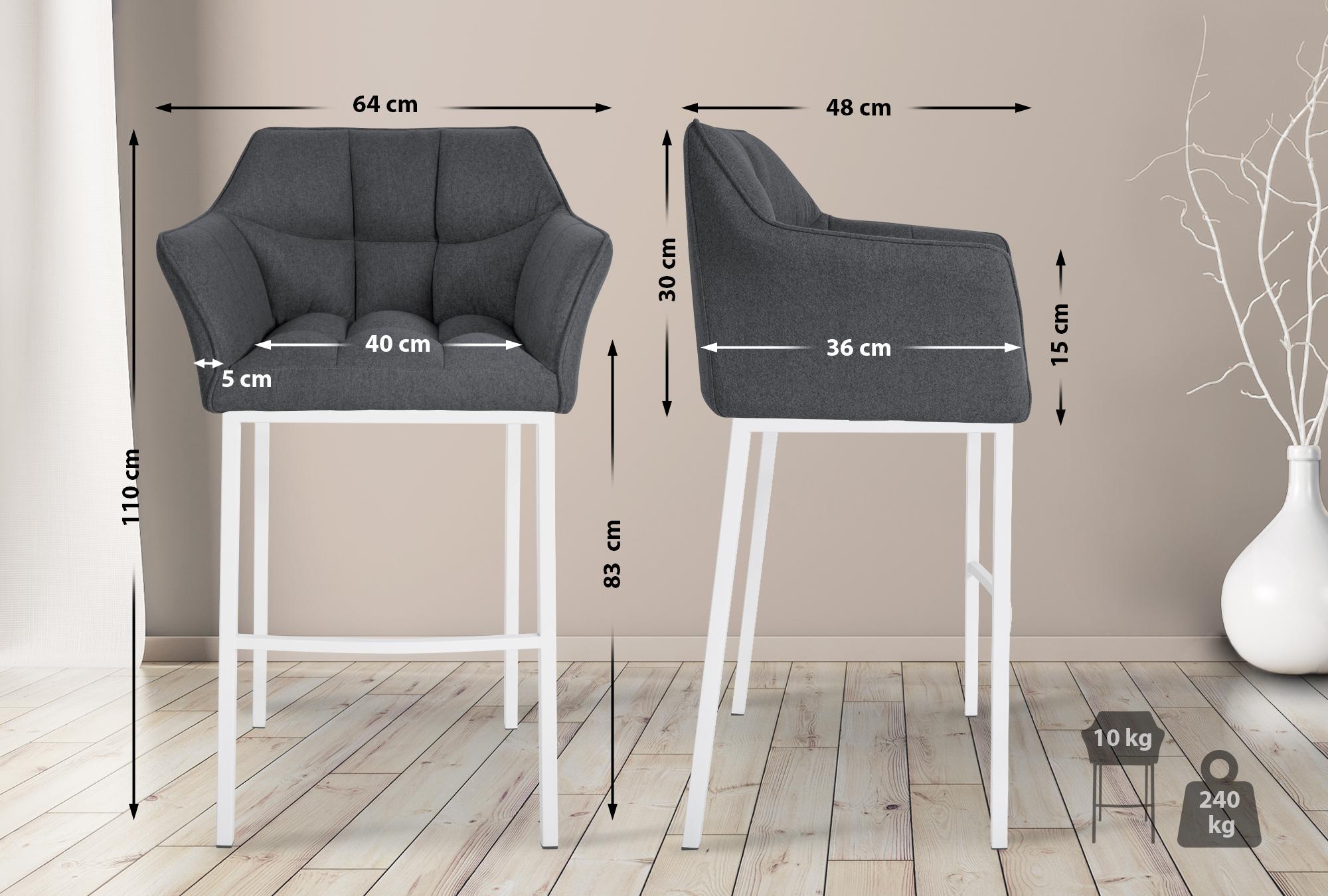 Barkruk Damaso Vilt met Vierpootsframe