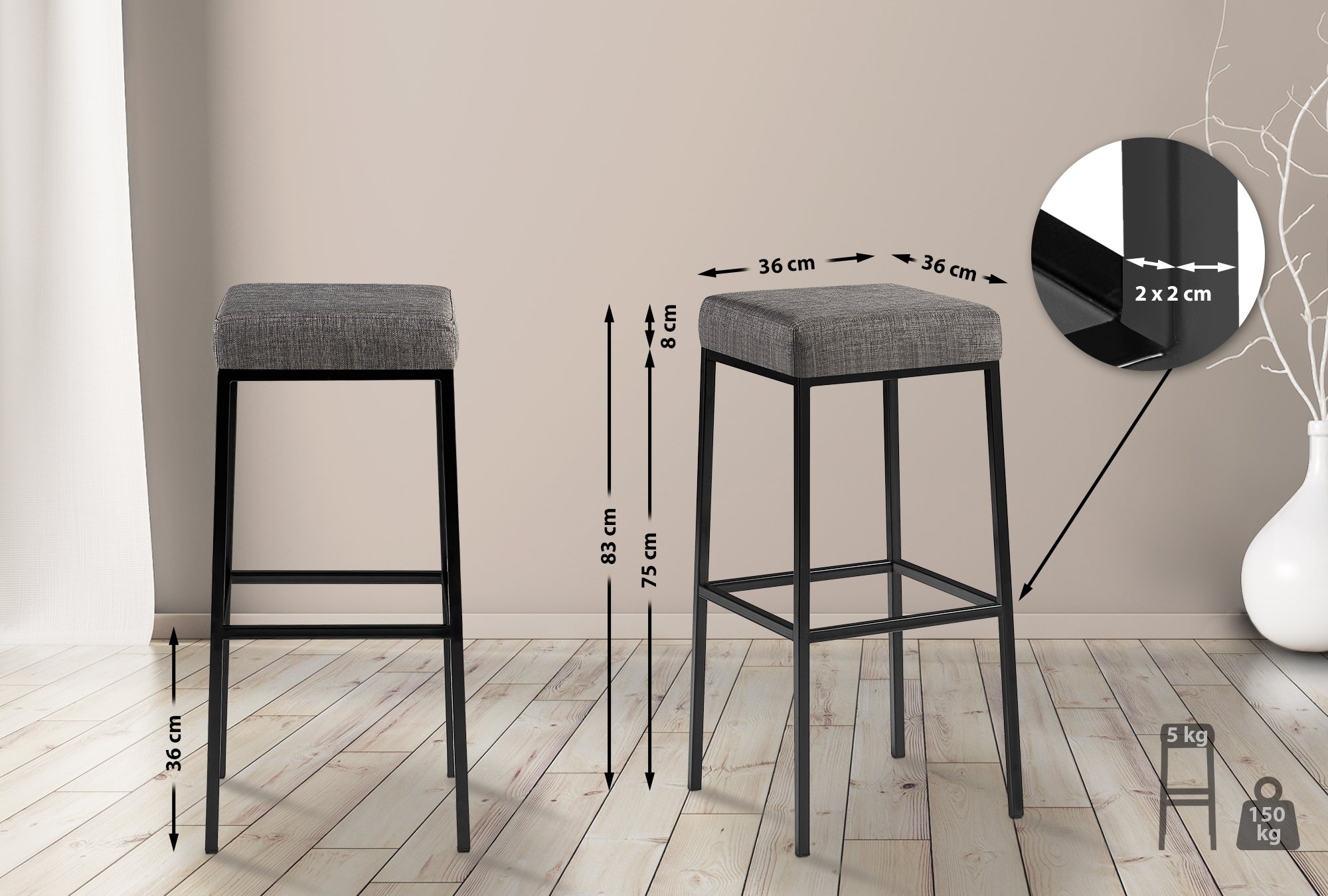 Barkruk Montreal Stoffen Bekleding