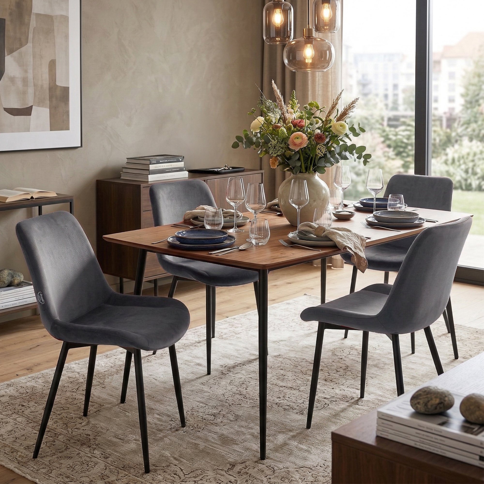 Set van 2 eetkamerstoelen Victoria fluweel
