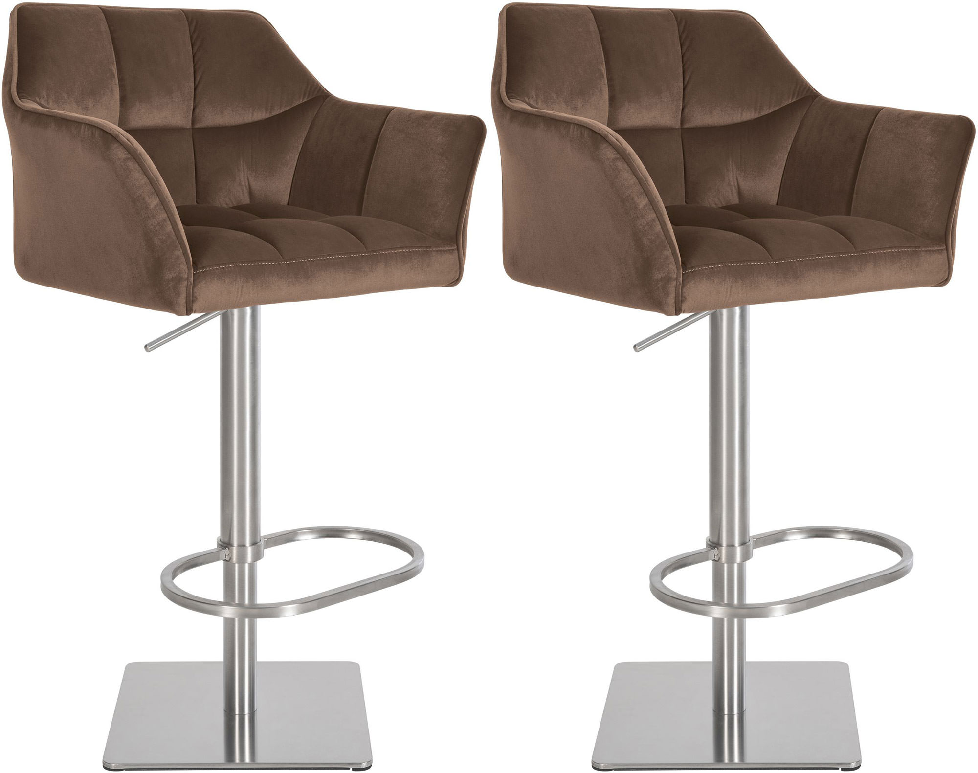 Set van 2 barkrukken Damaso met fluwelen bekleding