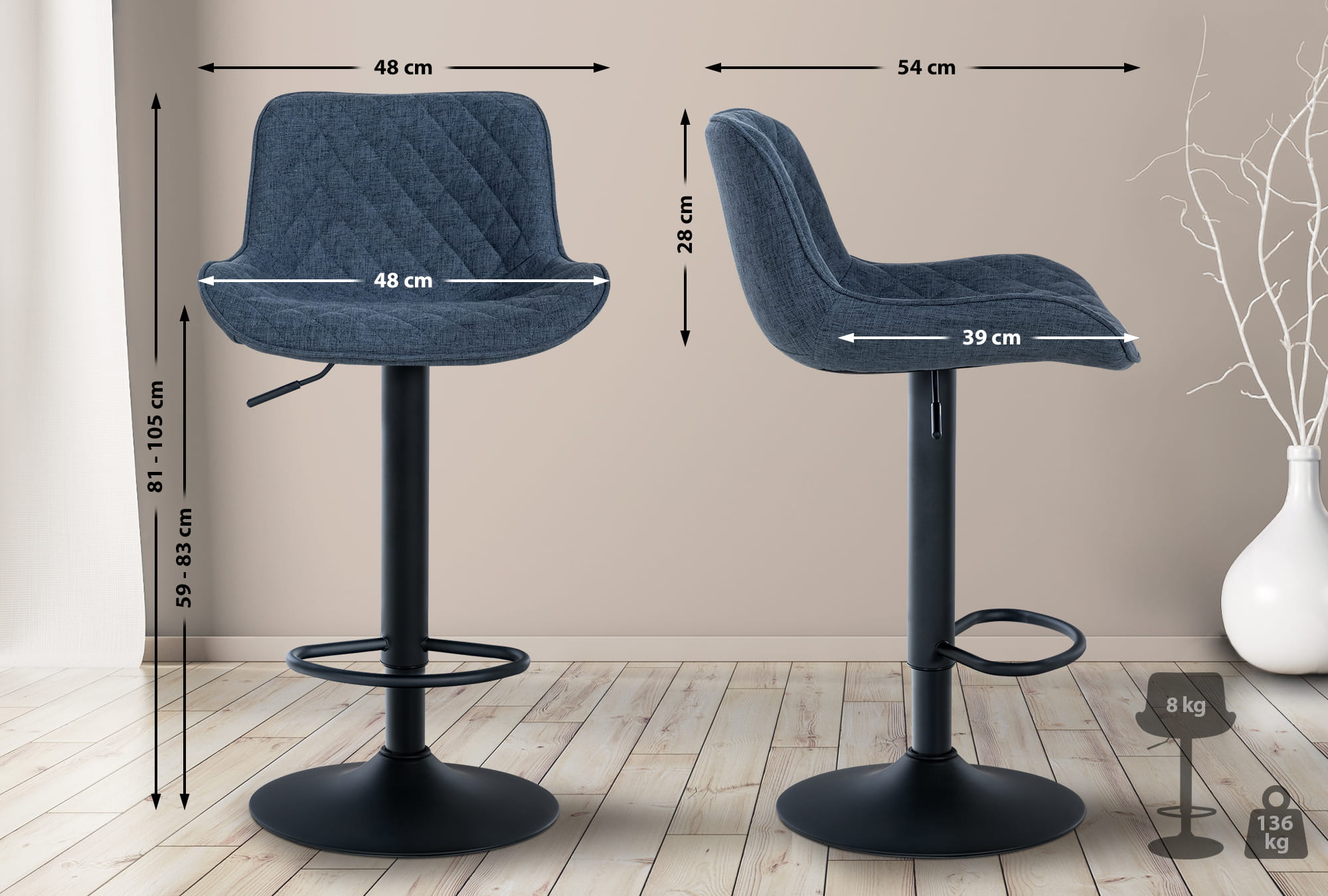 Set van 2 barkrukken Minosa