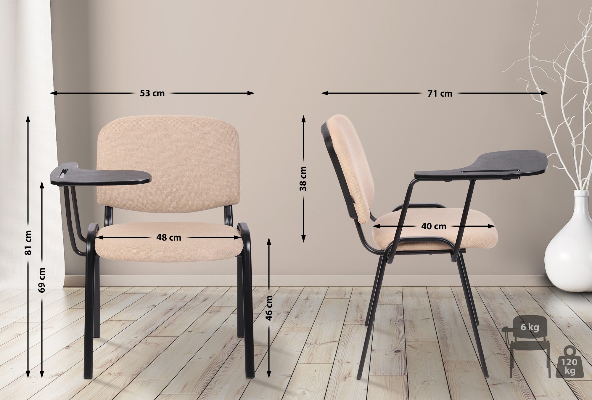 Set van 4 stoelen Ken met klaptafel Stof