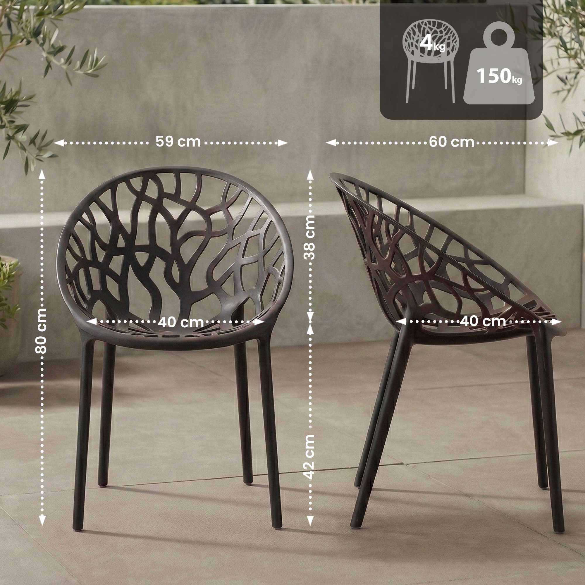 4-delige set tuinstoelen Hope