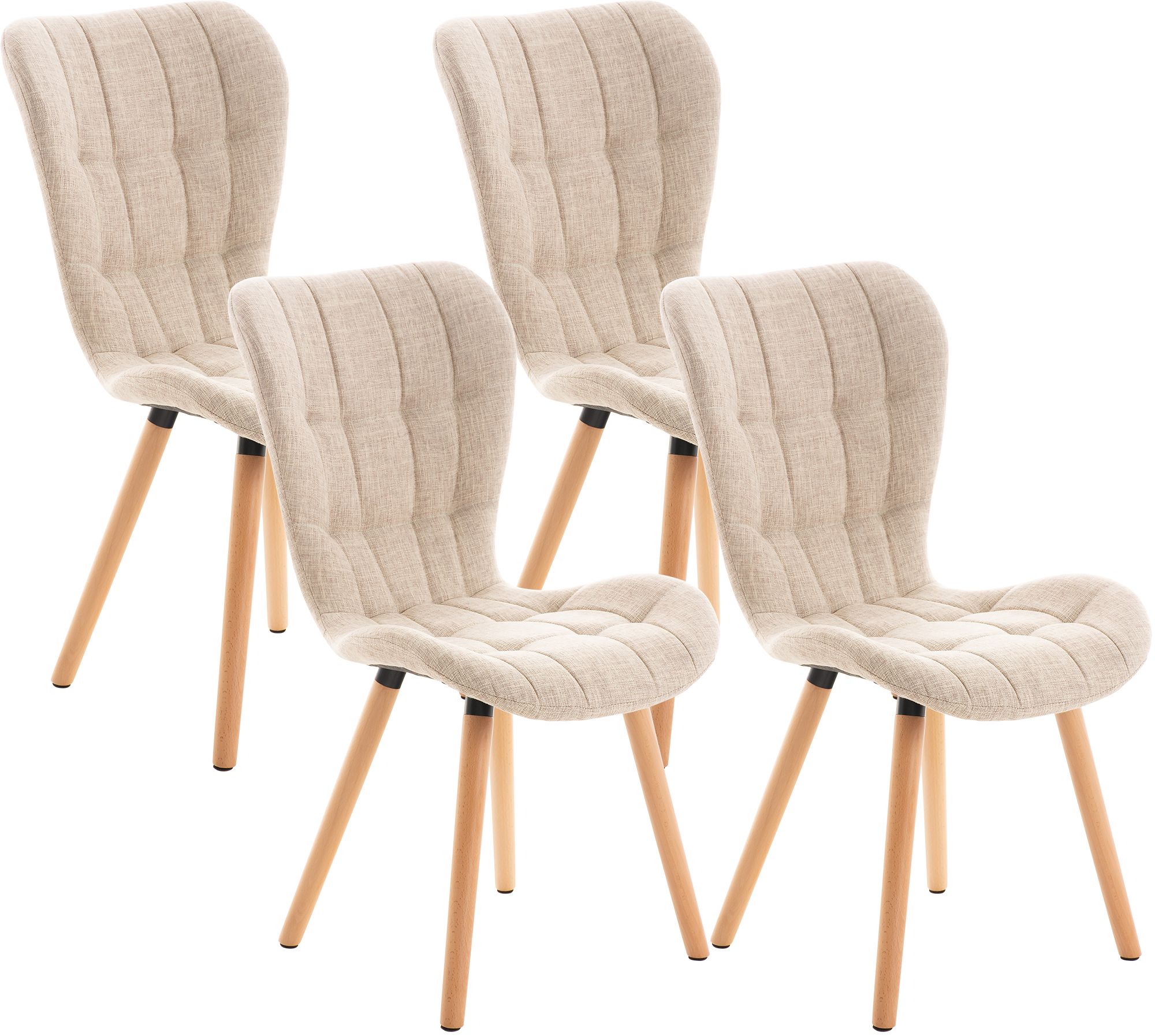 4-delige set eetkamerstoelen Elda stof
