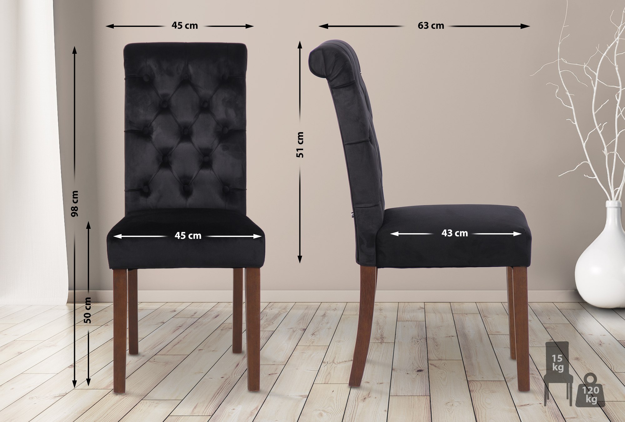 Set van 2 Lisburn eetkamerstoelen