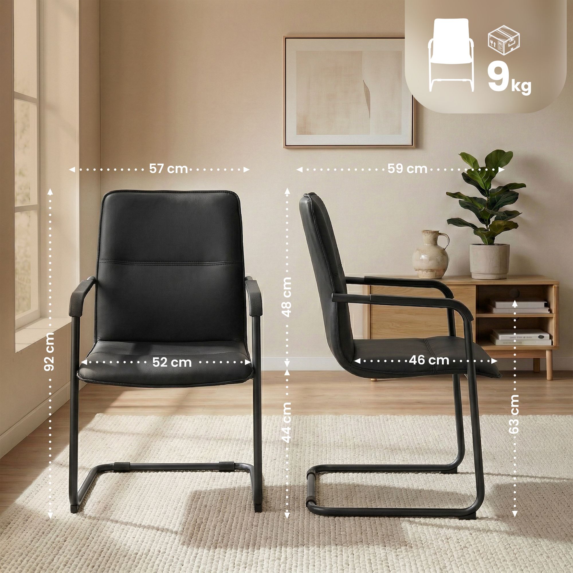 Set van 2 bezoekersstoelen Seattle kunstleer