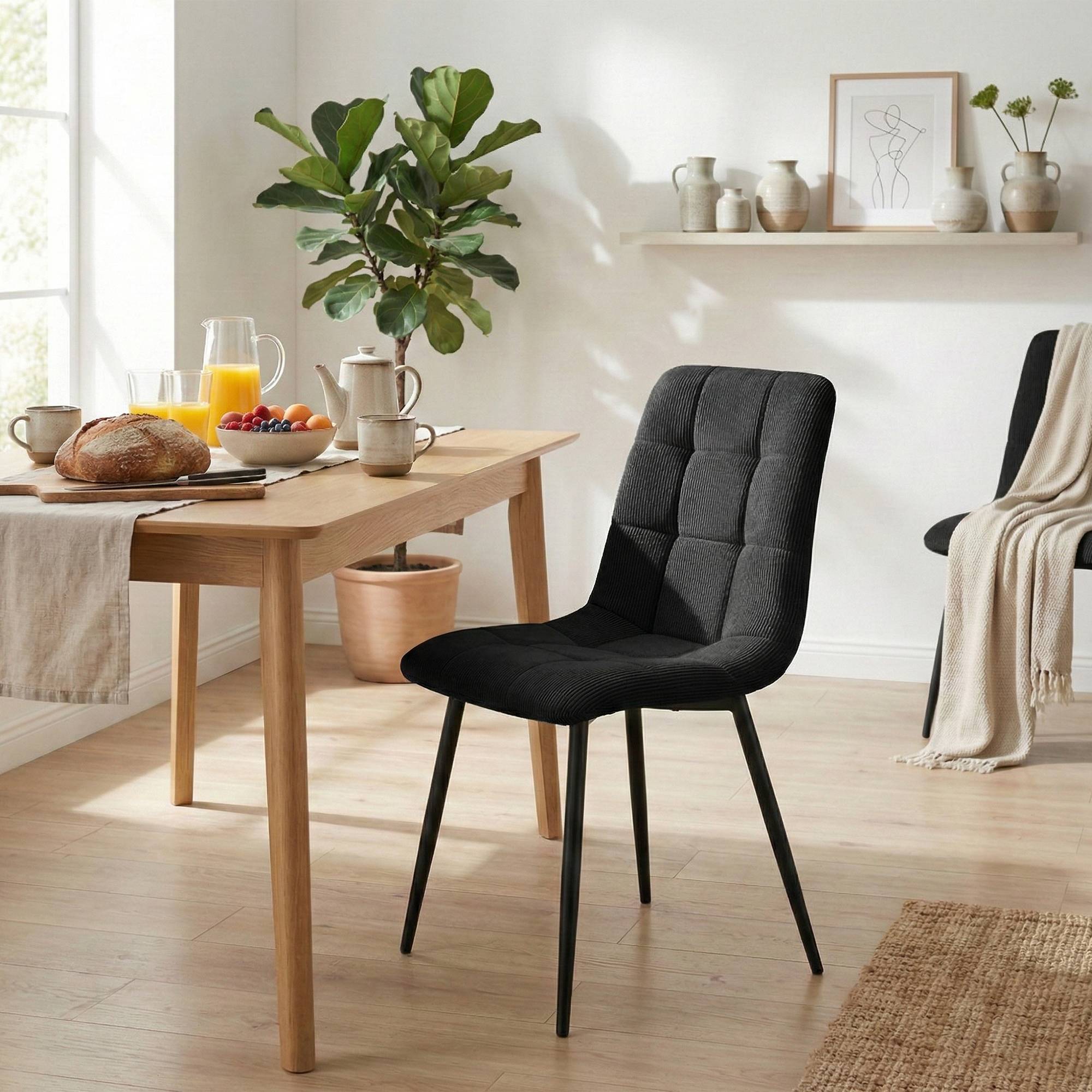 Set van 2 eetkamerstoelen Antibes ribstof