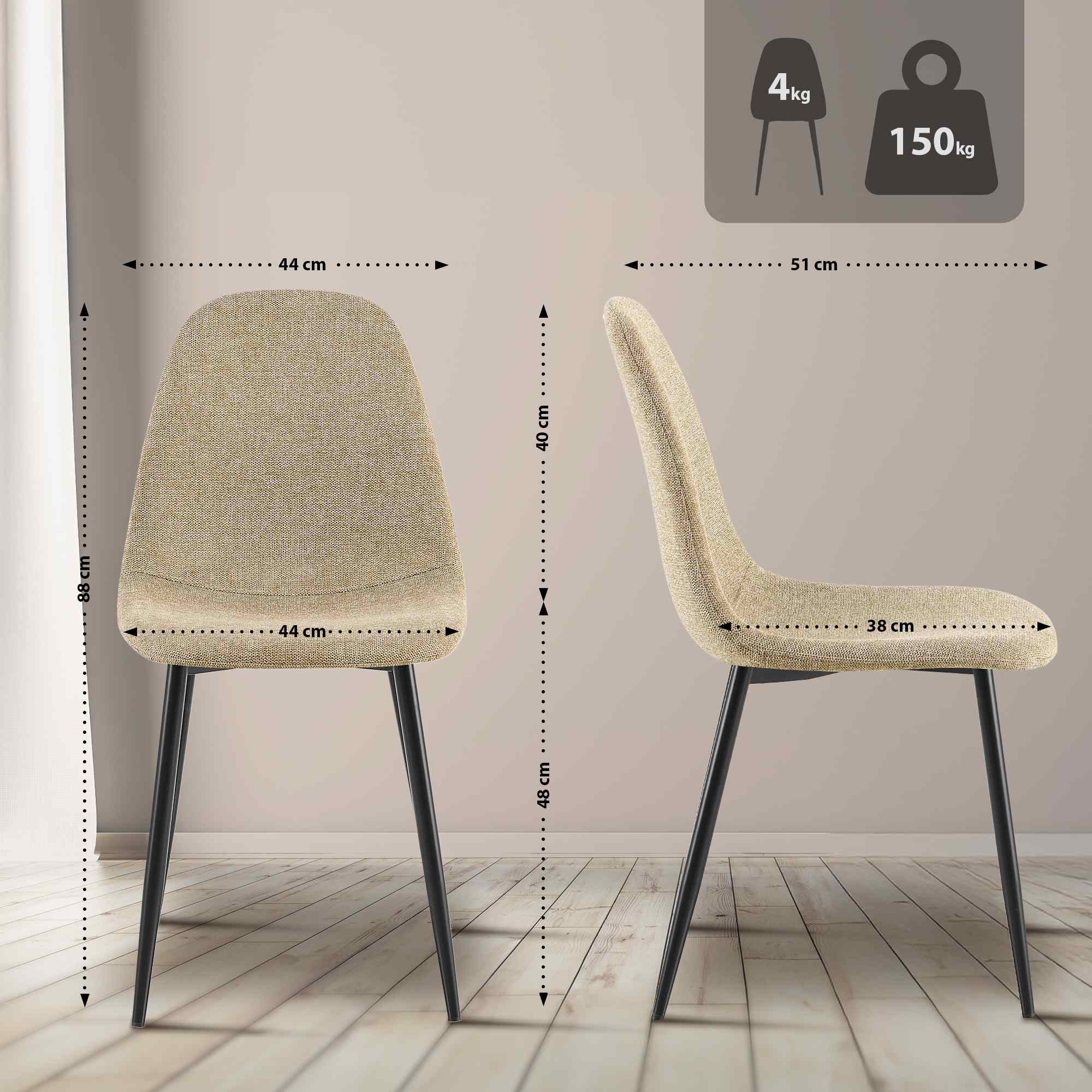 4-delige set eetkamerstoelen Napier