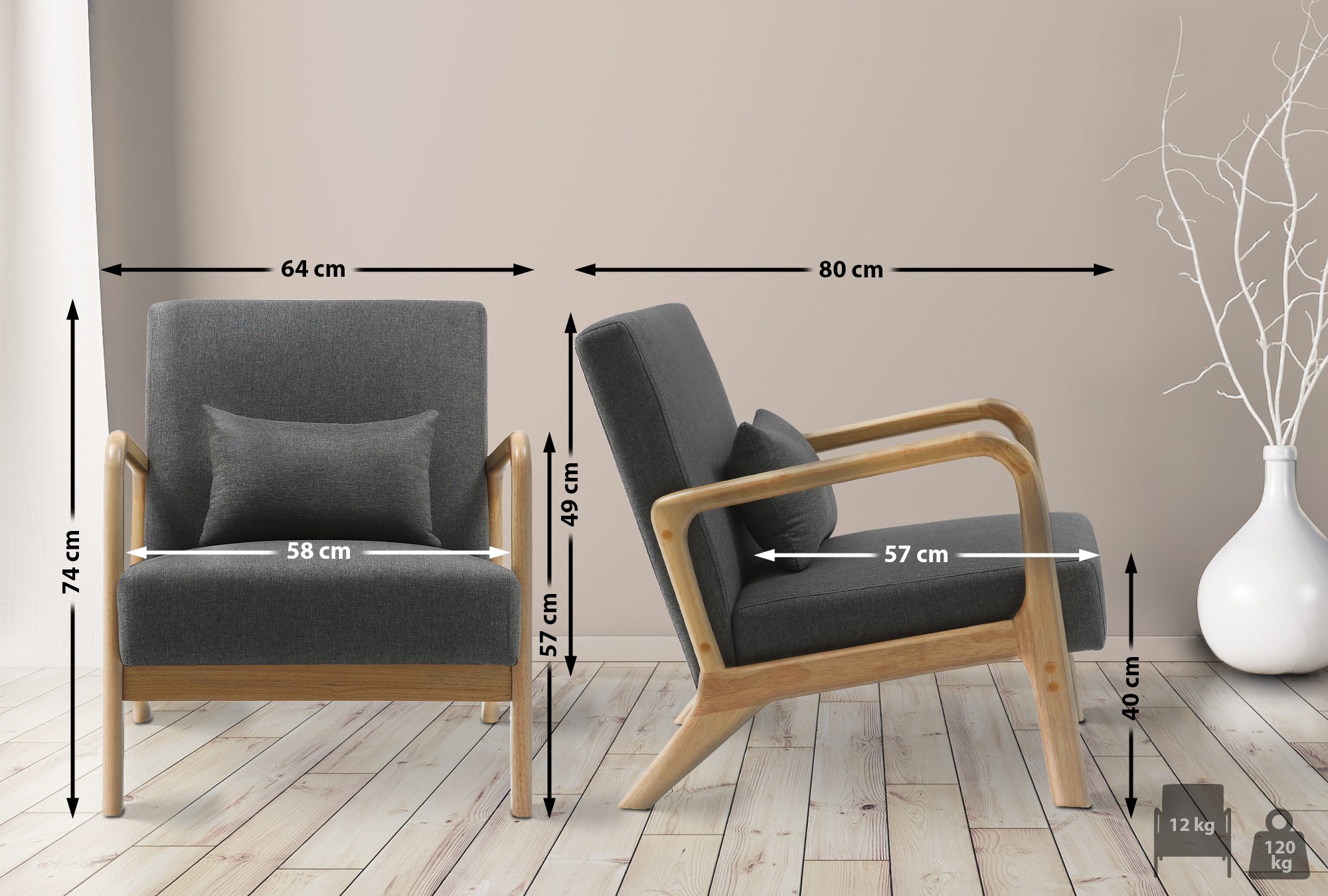 Fauteuil Hibbing stof