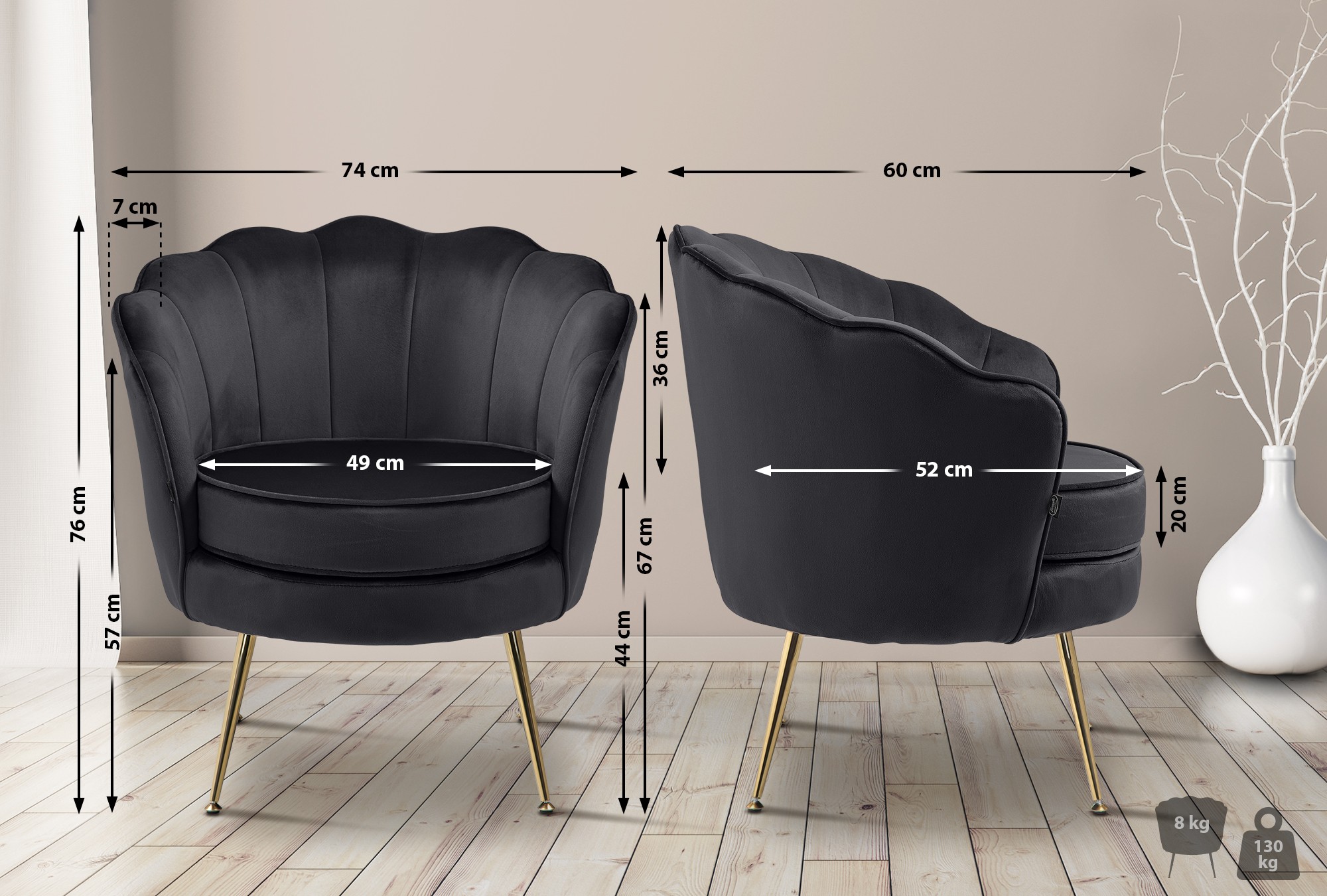 Fauteuil Rosita Fluweel