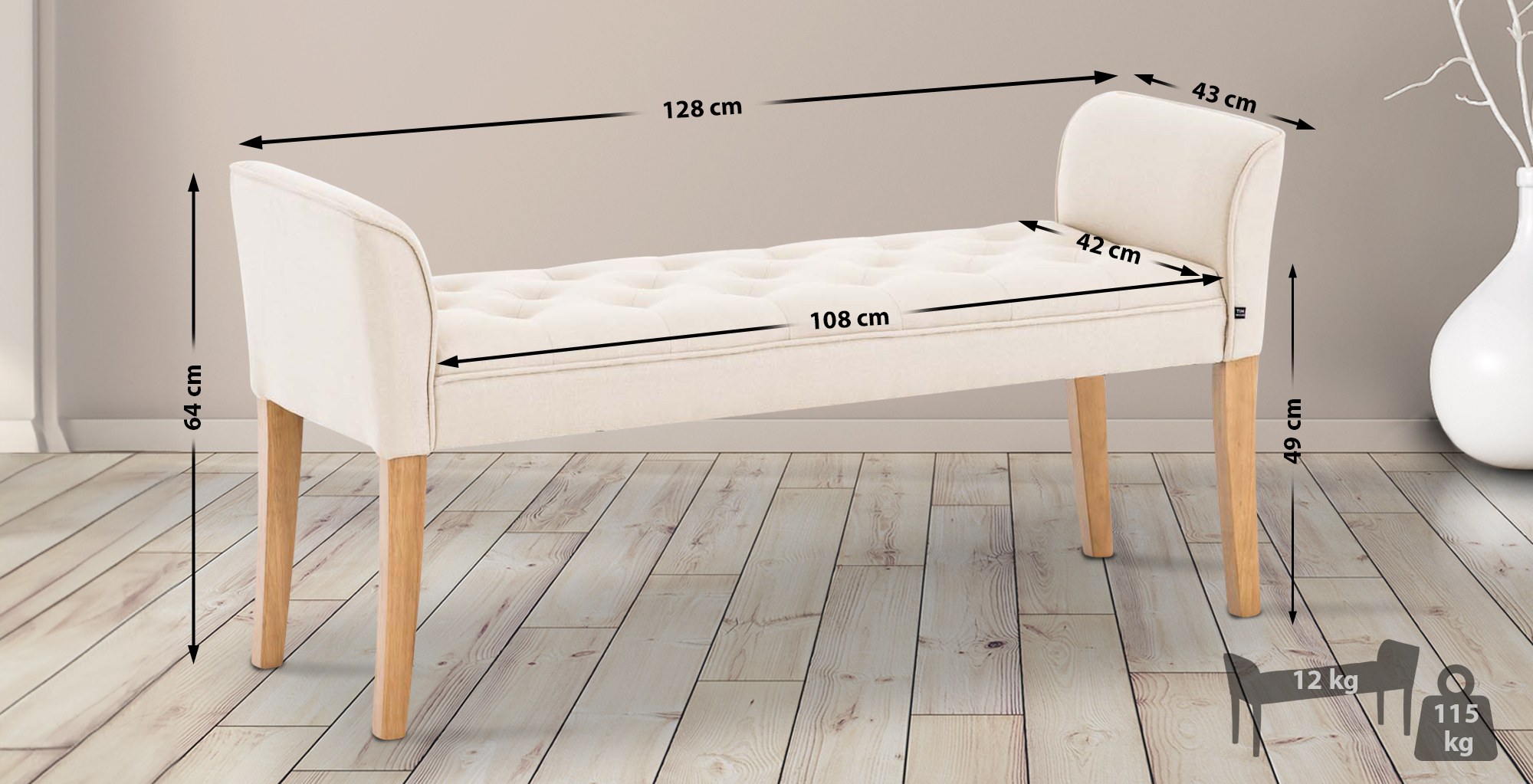 Chaise longue Cleopatra, stof