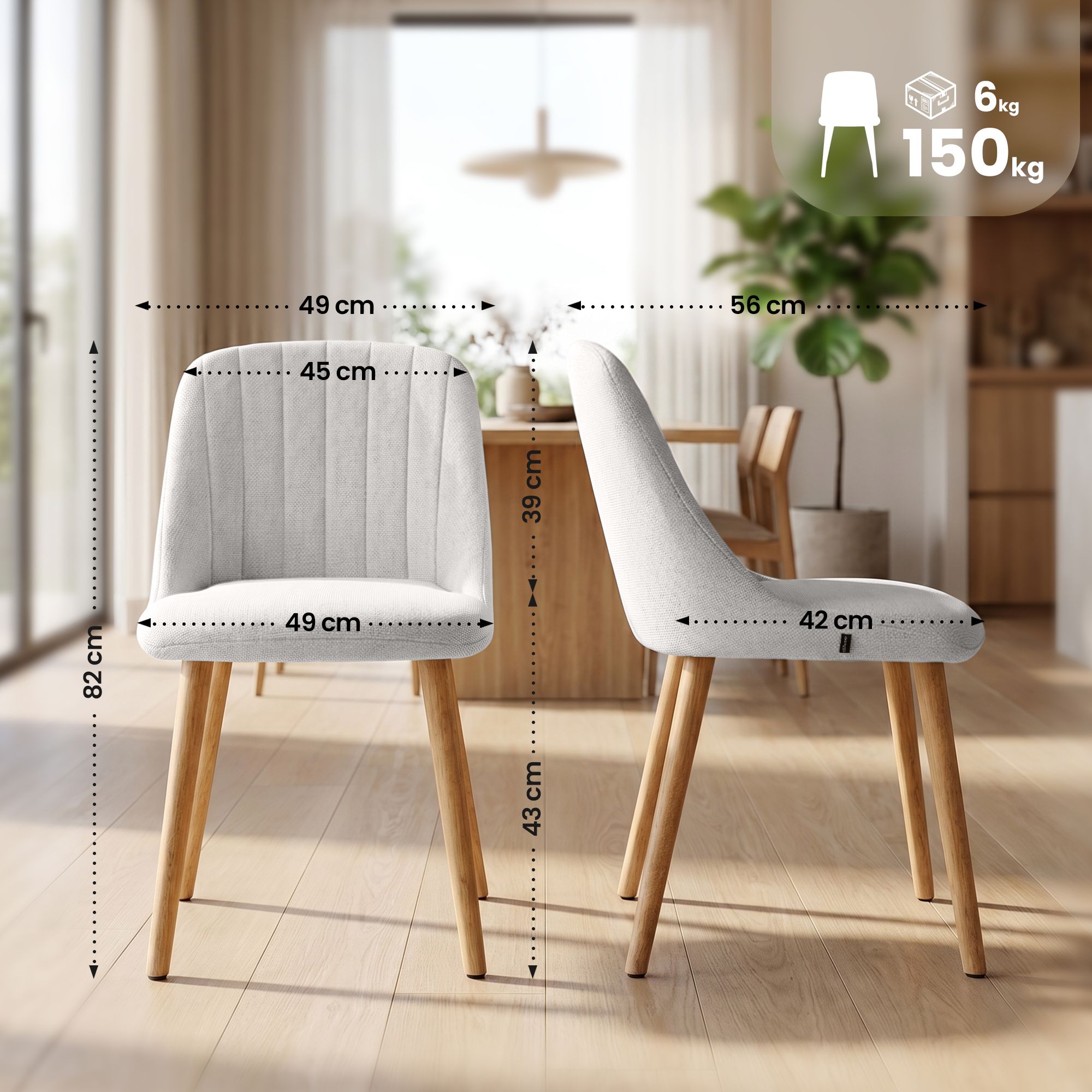 Eetkamerstoel Arie stof &ndash; comfortabel zitcomfort en stijlvol design voor elke eethoek