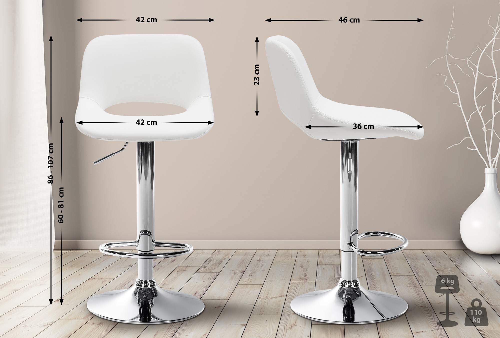Set van 2 barkrukken Camden kunstleer