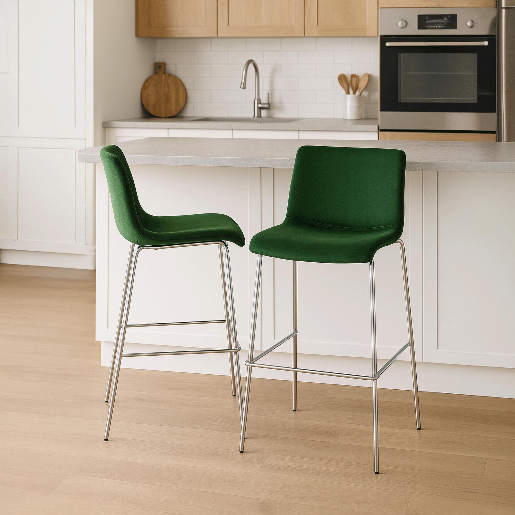 Barkruk Hover Fluweel Vierpoots frame Chroom