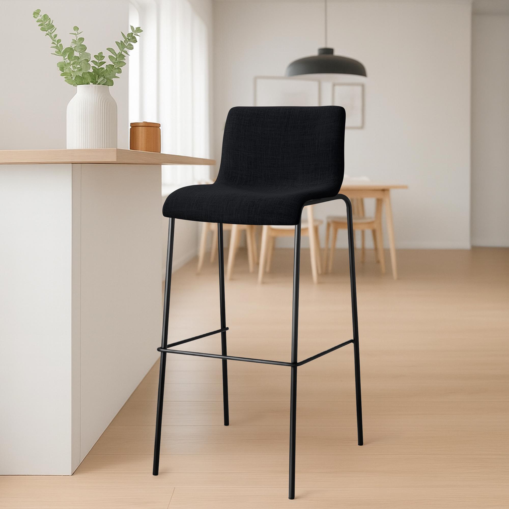 Set van 2 barstoelen Hover, stof, 4-poots onderstel