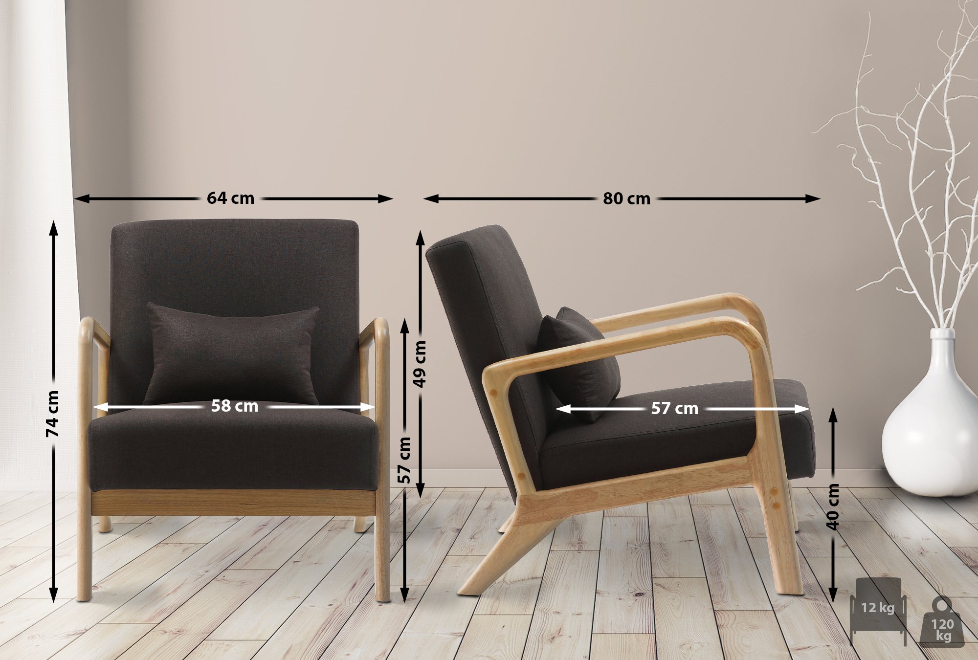 Fauteuil Hibbing stof