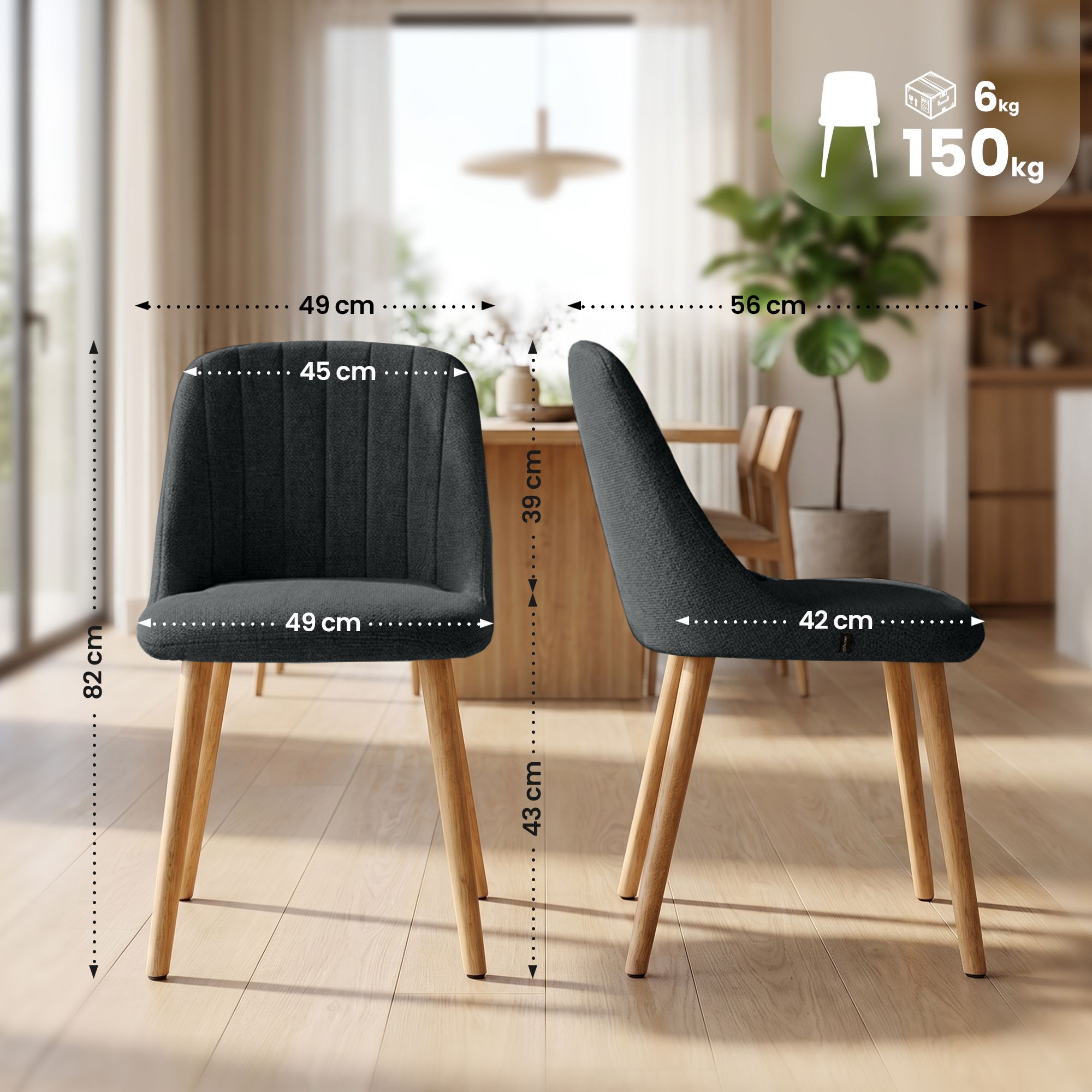 Eetkamerstoel Arie stof &ndash; comfortabel zitcomfort en stijlvol design voor elke eethoek