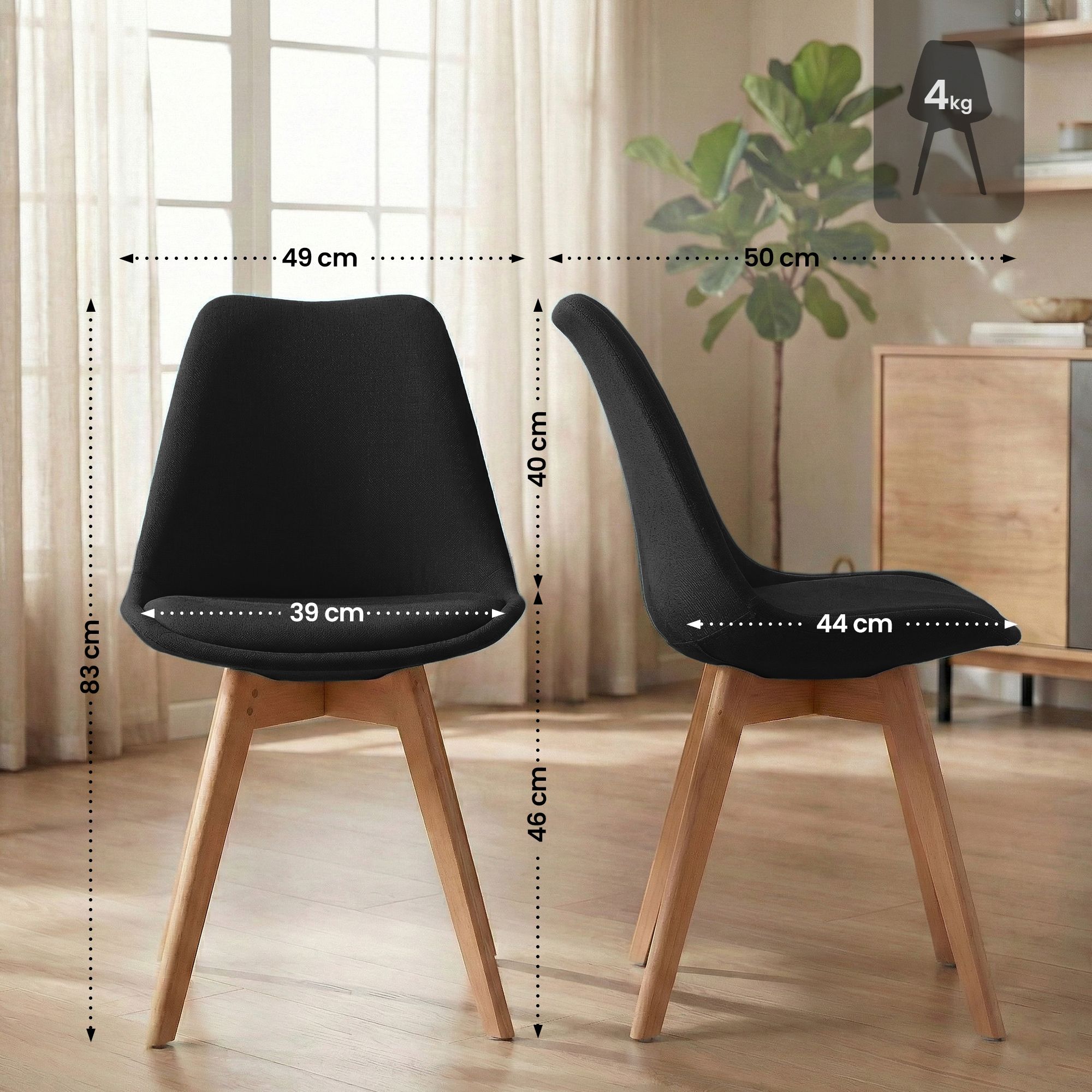 4-delige set Linares eetkamerstoelen