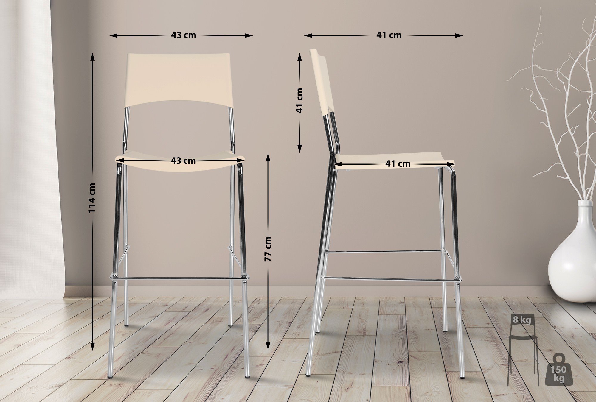 Set van 4 barkrukken Genua