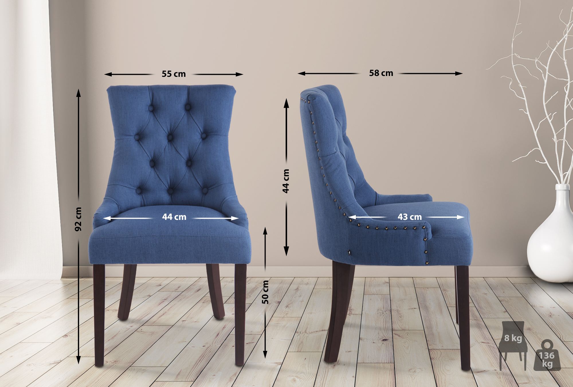 Set van 2 eetkamerstoelen Aberdeen