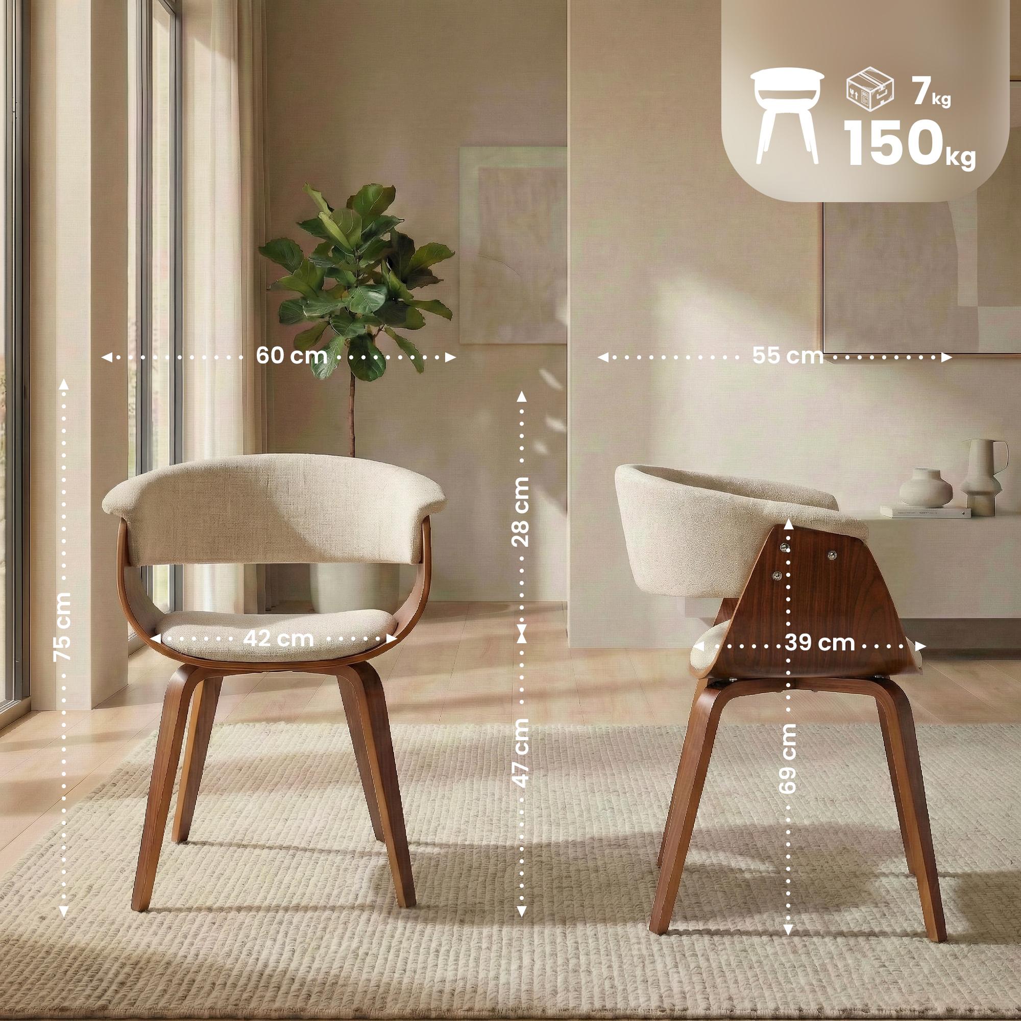 Set van 2 Eetkamerstoelen Bruce stof
