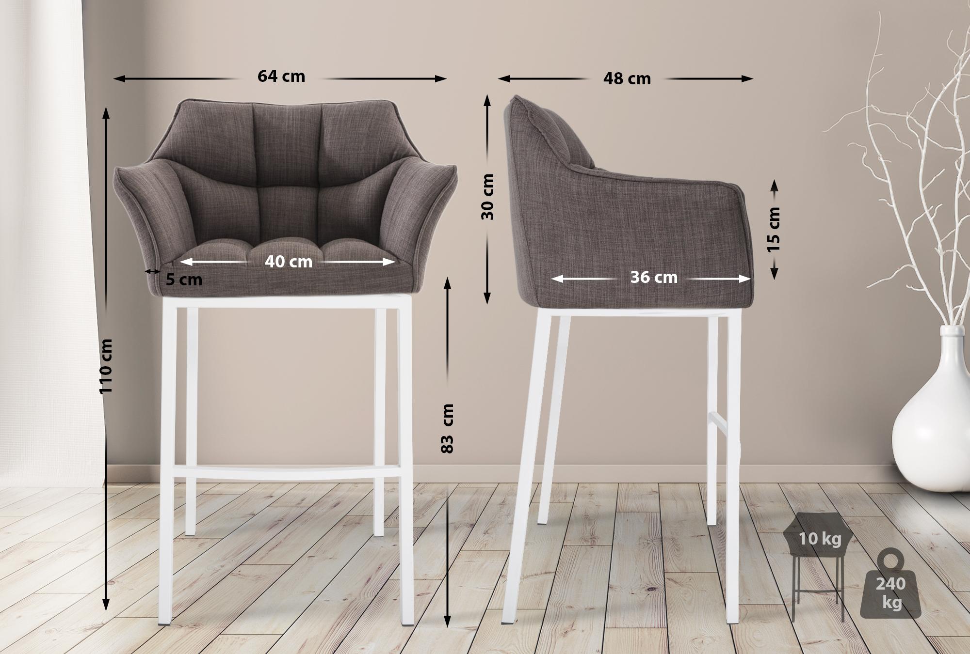 Barkruk Damaso Stof met Vierpootsframe