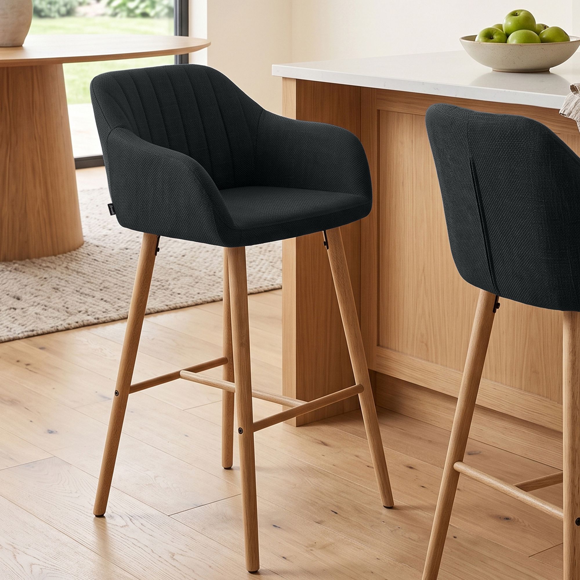 Barkruk Ando stof: modern design, comfortabel zitvlak, stabiel frame, ideaal voor keuken of bar