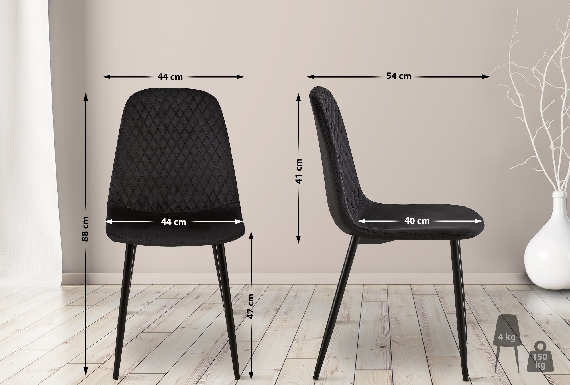 Set van 4 eetkamerstoelen Giverny