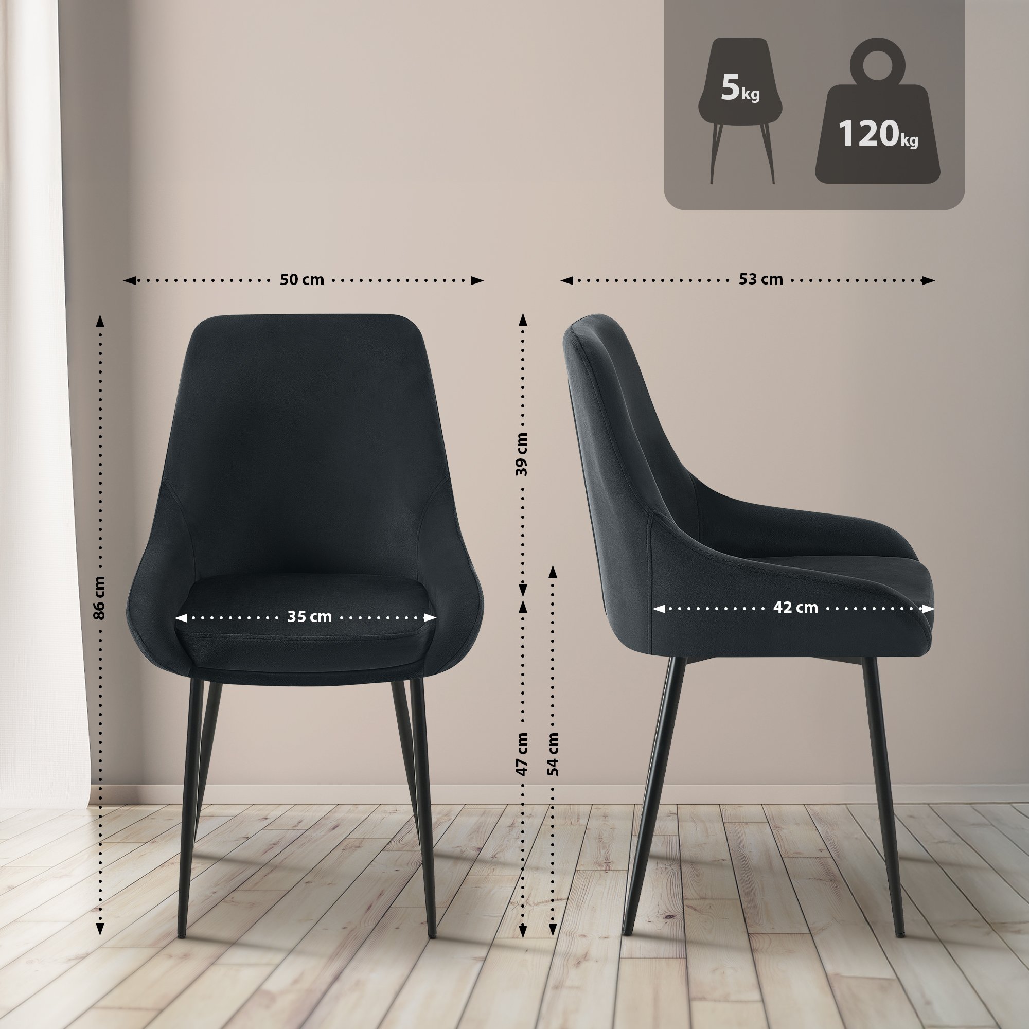 Set van 2 eetkamerstoelen Elmira