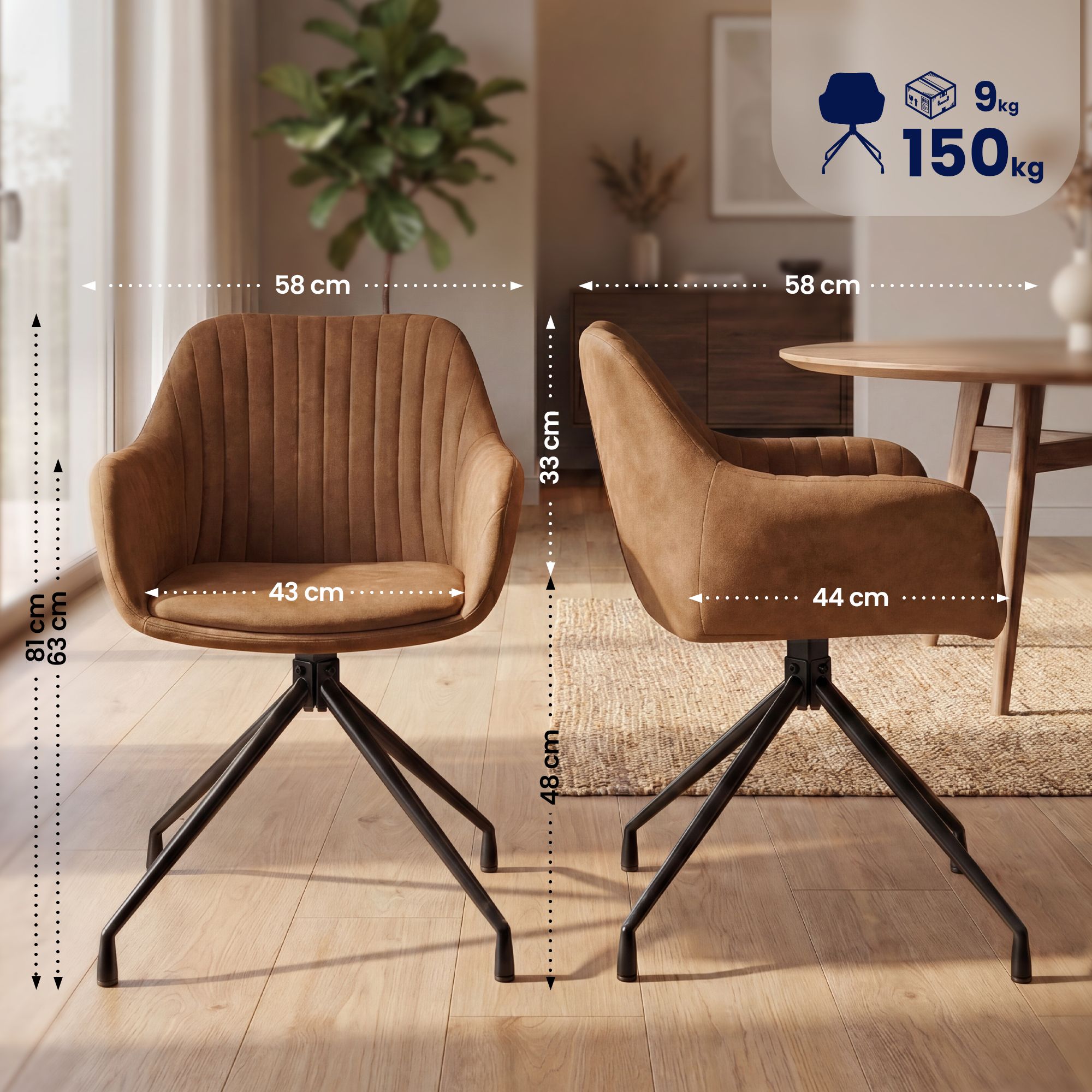 2-delige set eetkamerstoelen Novanis