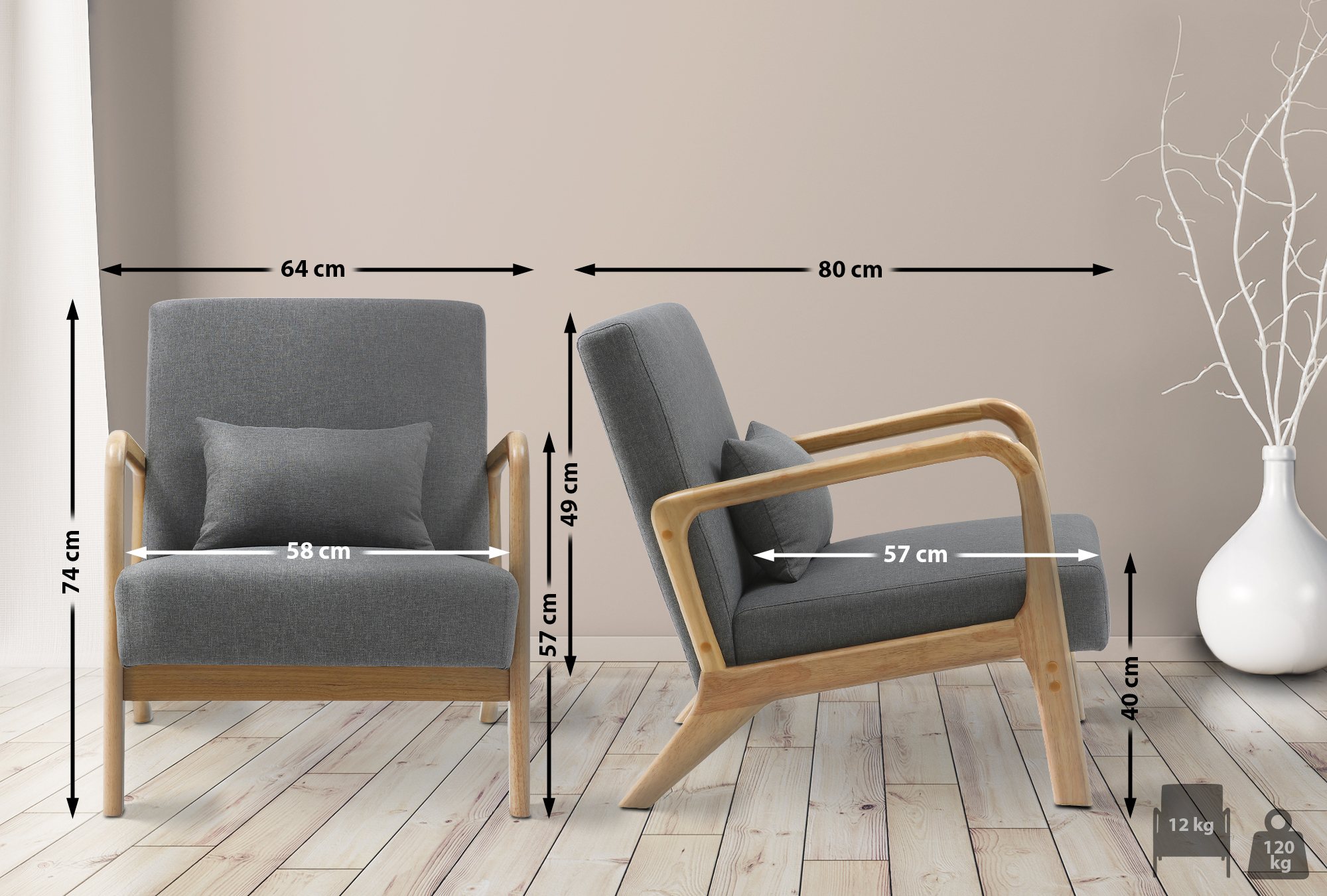 Fauteuil Hibbing stof