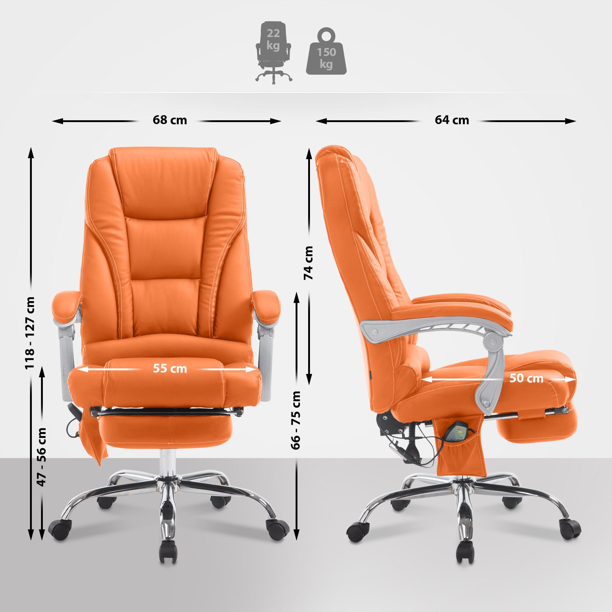 Pacific bureaustoel met massagefunctie V2 kunstleer