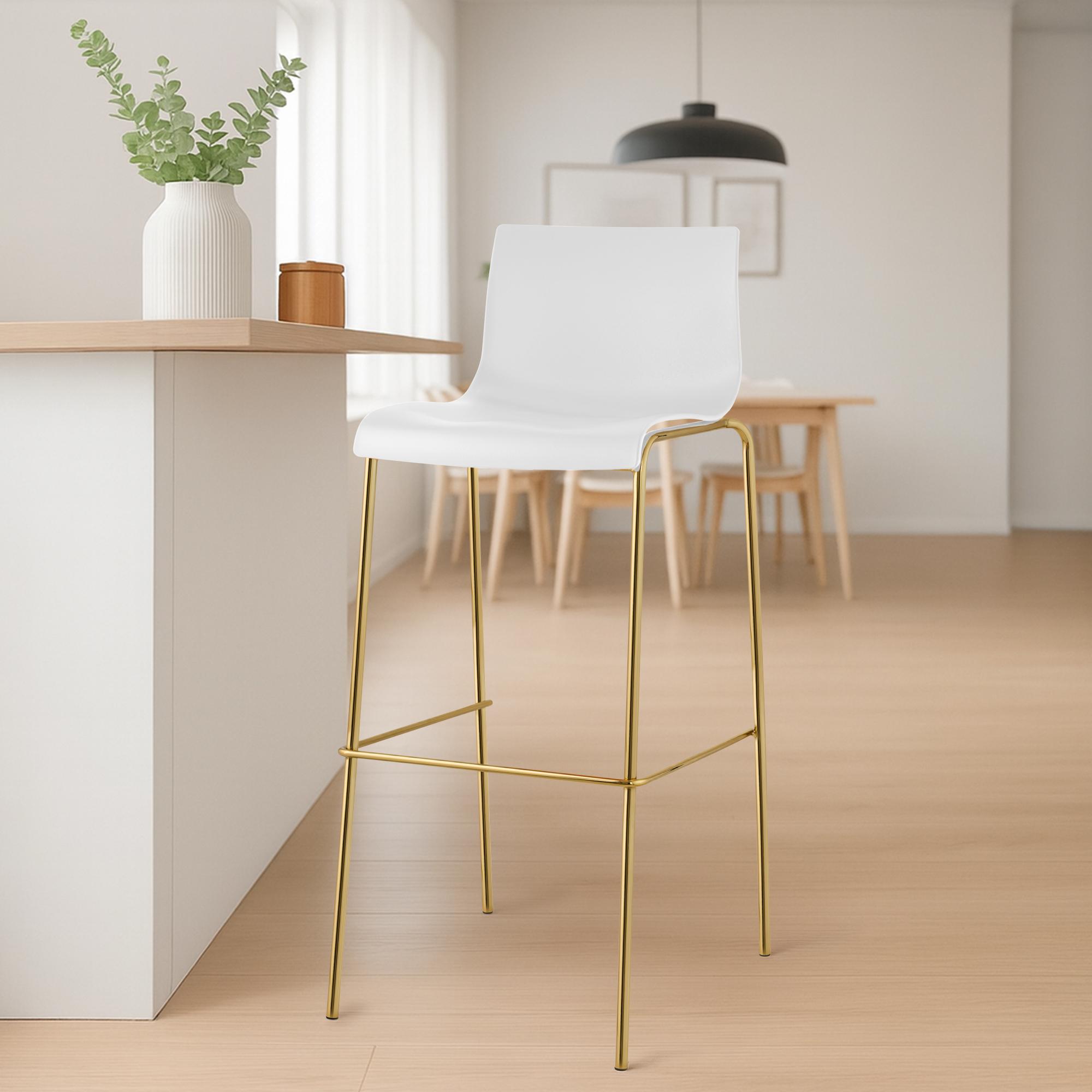 Barkruk Hover Vierkante Poten Goud Kunststof