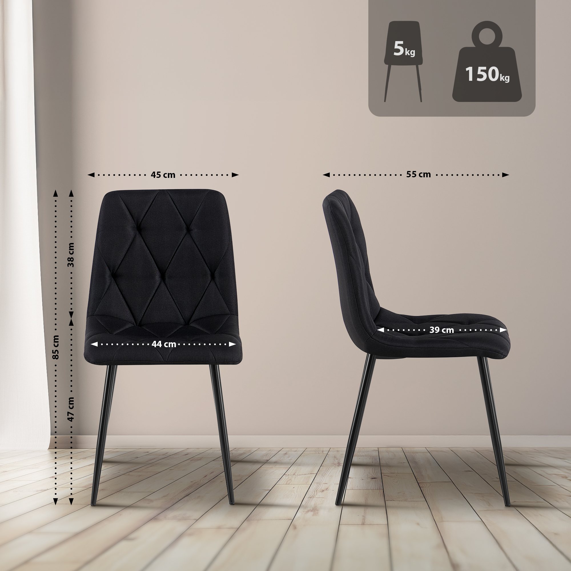 Set van 2 Eetkamerstoelen Clairton